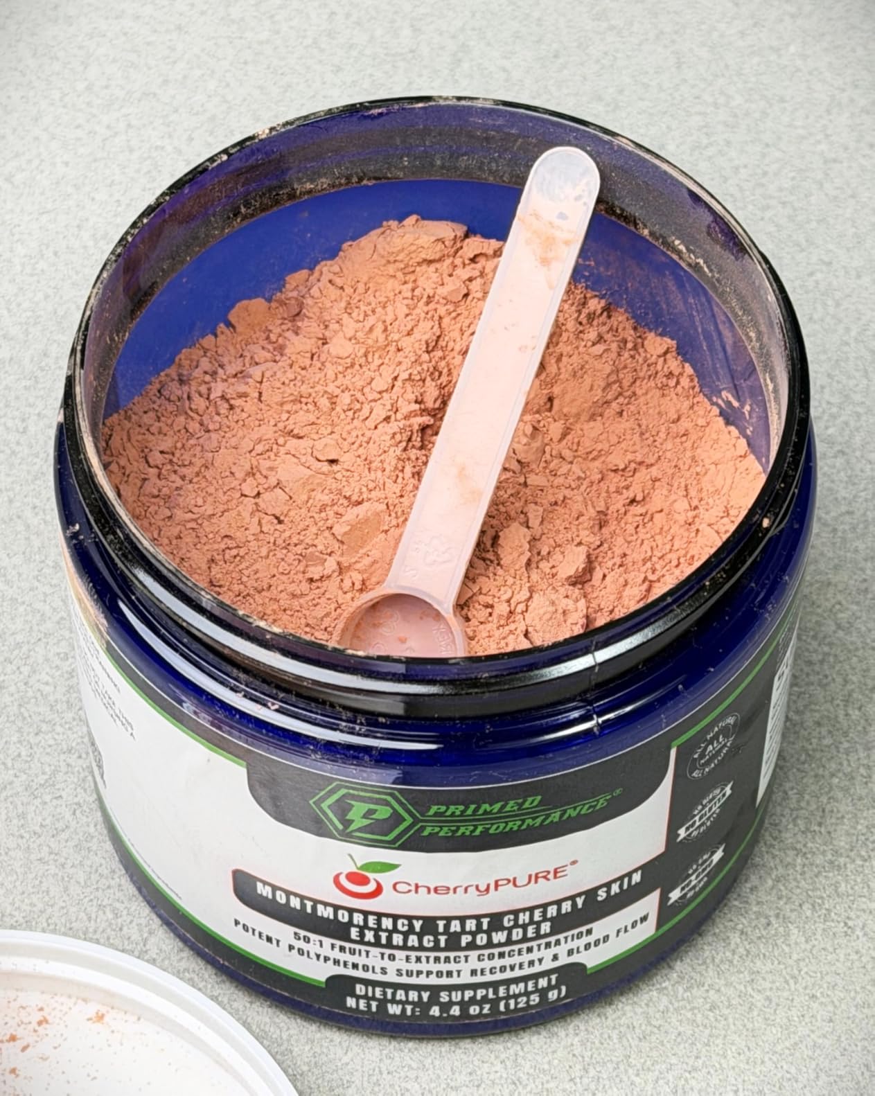 CherryPURE Tart Cherry Powder, Skin-Derived Montmorency Cherry for Daily Recovery, 125g (250 Servings) customer photo 1