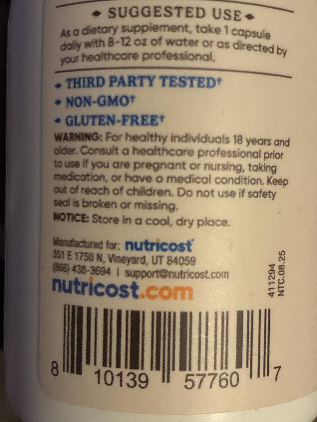 Nutricost Adrenal Glandular (350mg) 90 Capsules - Bovine Adrenal Cortex Supplement, GMO-Free, Gluten-Free customer photo 1