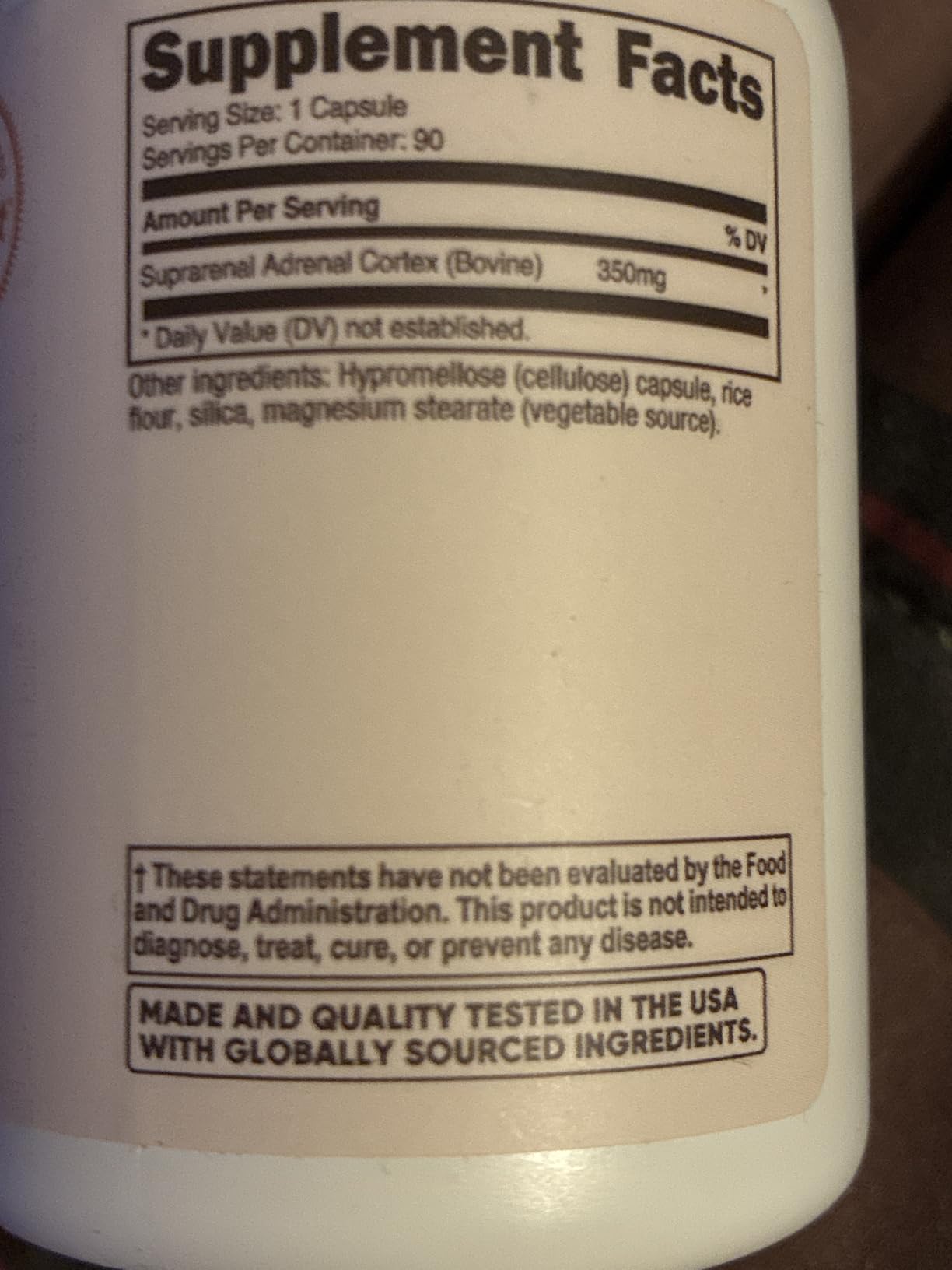 Nutricost Adrenal Glandular (350mg) 90 Capsules - Bovine Adrenal Cortex Supplement, GMO-Free, Gluten-Free customer photo 2