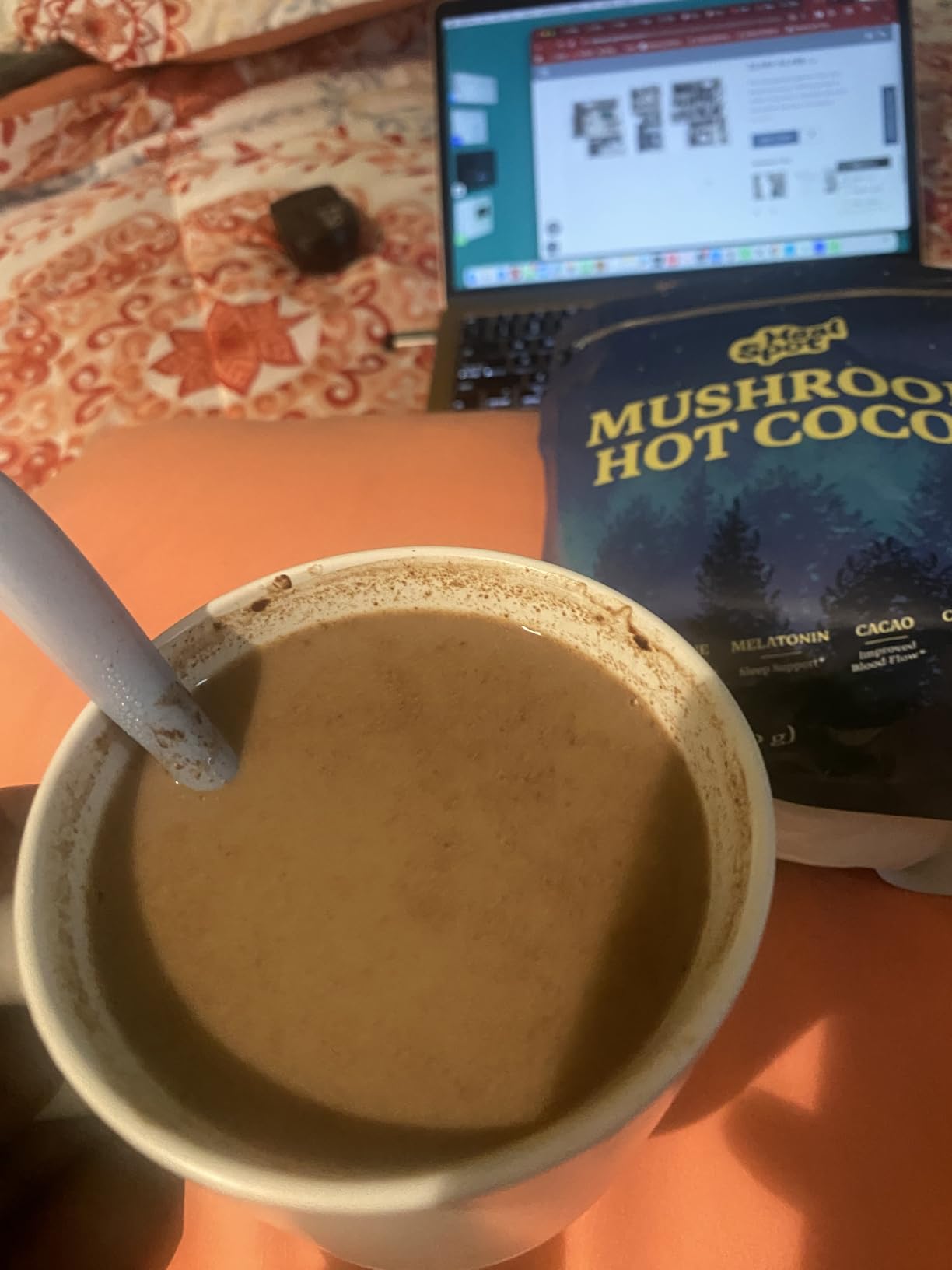 Mushroom Cocoa Sleep Supplement with Reishi & L-Theanine, Melatonin, Ashwagandha, Glycine & Chicory, Keto Hot Chocolate with 10 Adaptogens to Support Sleep & Immune Health, 7.76 OZ customer photo 1