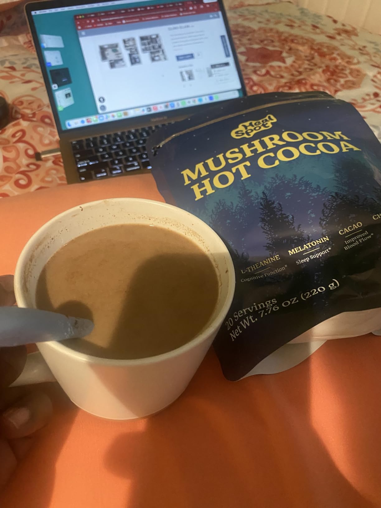 Mushroom Cocoa Sleep Supplement with Reishi & L-Theanine, Melatonin, Ashwagandha, Glycine & Chicory, Keto Hot Chocolate with 10 Adaptogens to Support Sleep & Immune Health, 7.76 OZ customer photo 2