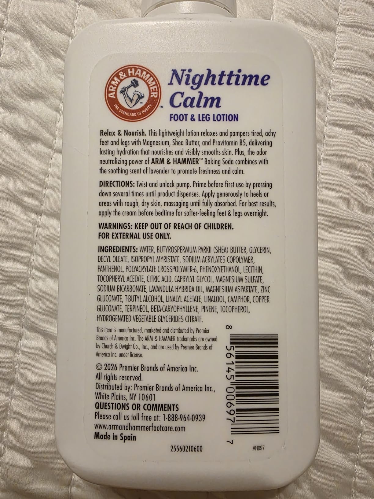 Arm & Hammer Nighttime Calm Foot & Leg Lotion with Magnesium - Lavender Scented Cream - 8oz. Hydrating & Moisturizing Magnesium Lotion with Shea Butter & Provitamin B5 customer photo 1