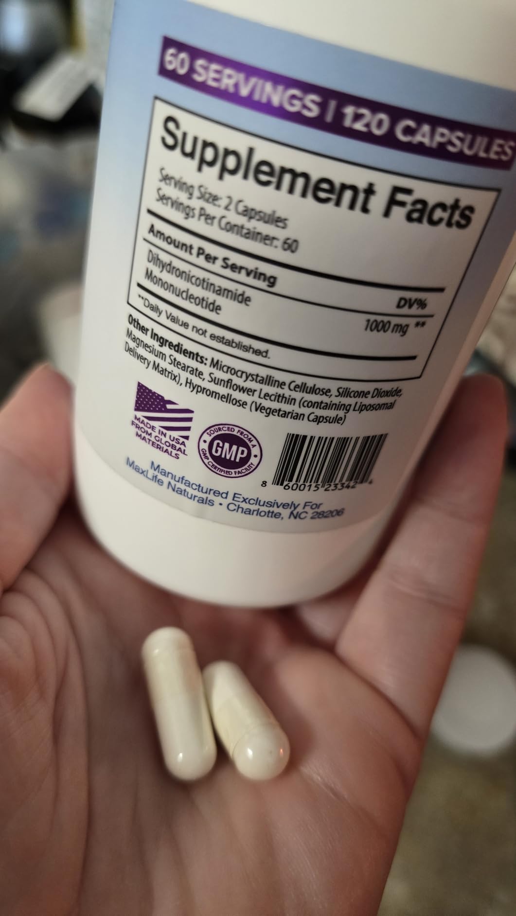 Liposomal NMN 1000mg - Nicotinamide Mononucleotide Supplement - NAD+ Precursor for Cellular Energy, DNA Repair, & Healthy Aging Support - 99% High Purity Shelf Stabilized, Made in USA, 60 Capsules customer photo 2