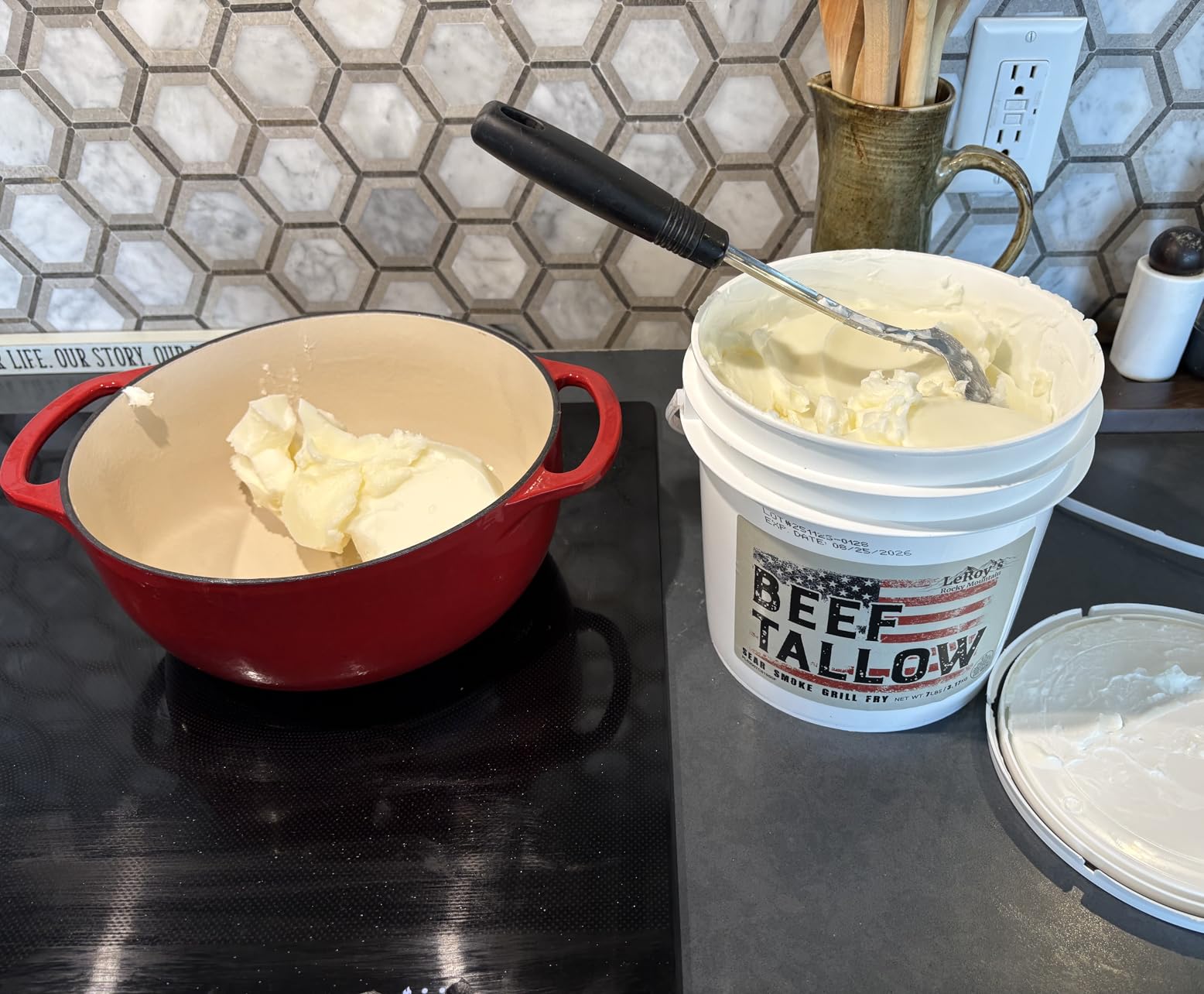 LeRoy's Rocky Mountain Beef Tallow - 30 oz Jar - 100% Pure Rendered Beef Fat for Cooking, Frying & Grilling - High Smoke Point - Keto, Paleo & Carnivore Diet Friendly - No Additives, USA Made customer photo 2