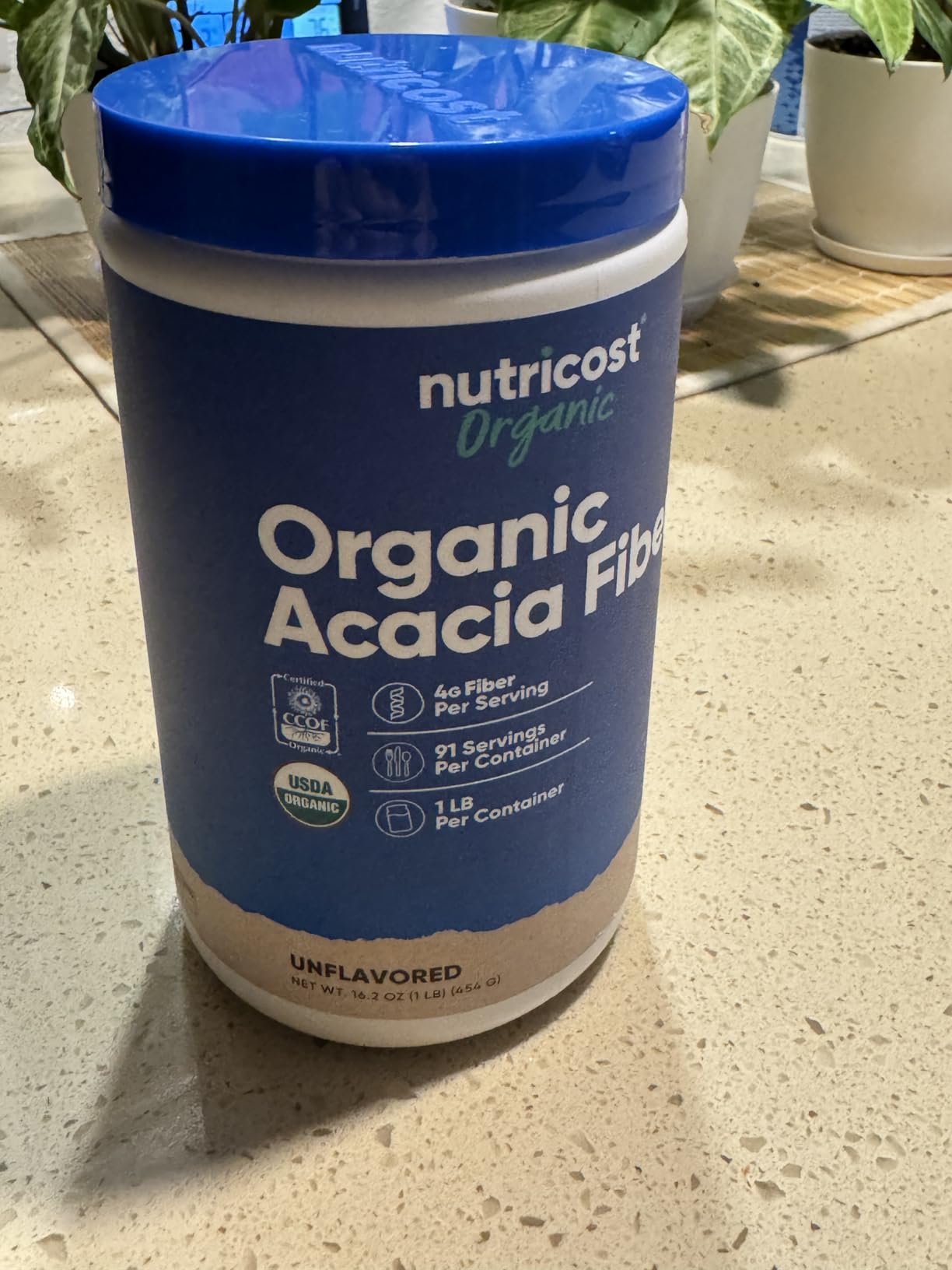 Nutricost Organic Acacia Fiber Powder (1 LB) Unflavored - USDA Organic, CCOF Certified, 4g of Fiber Per Serving, Vegan, GMO-Free, Gluten-Free, 91 Servings customer photo 1