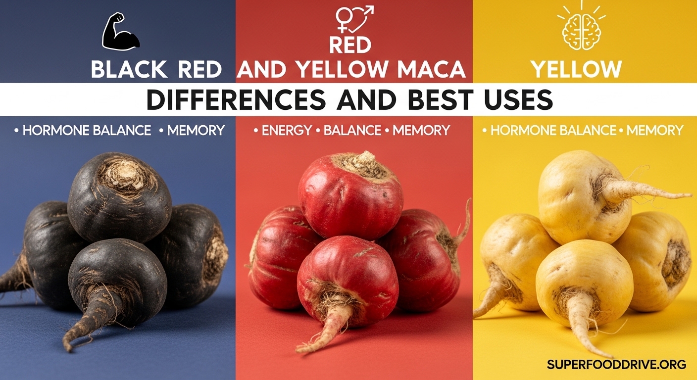 Black Red and Yellow Maca Differences and Best Uses