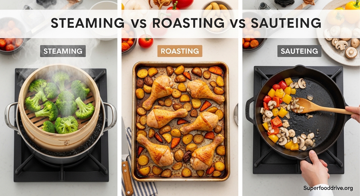Steaming vs Roasting vs Sauteing