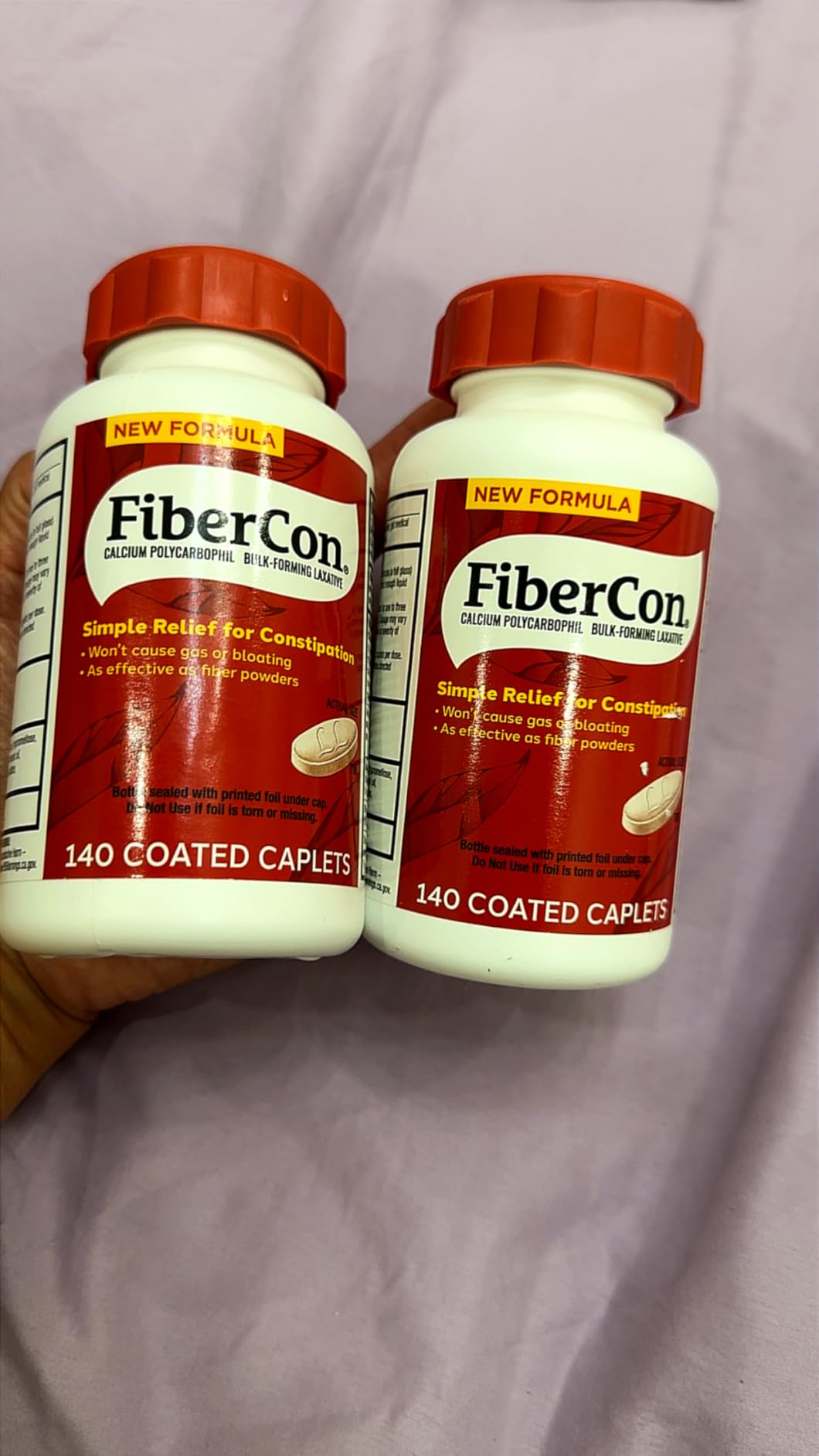 FiberCon Fiber Therapy Coated Caplets, Safe, Simple & Comfortable Insoluble Fiber Product for Bowel Irregularity, Occasional Constipation Relief With No Gas or Bloating, 140 Caplets customer photo 2