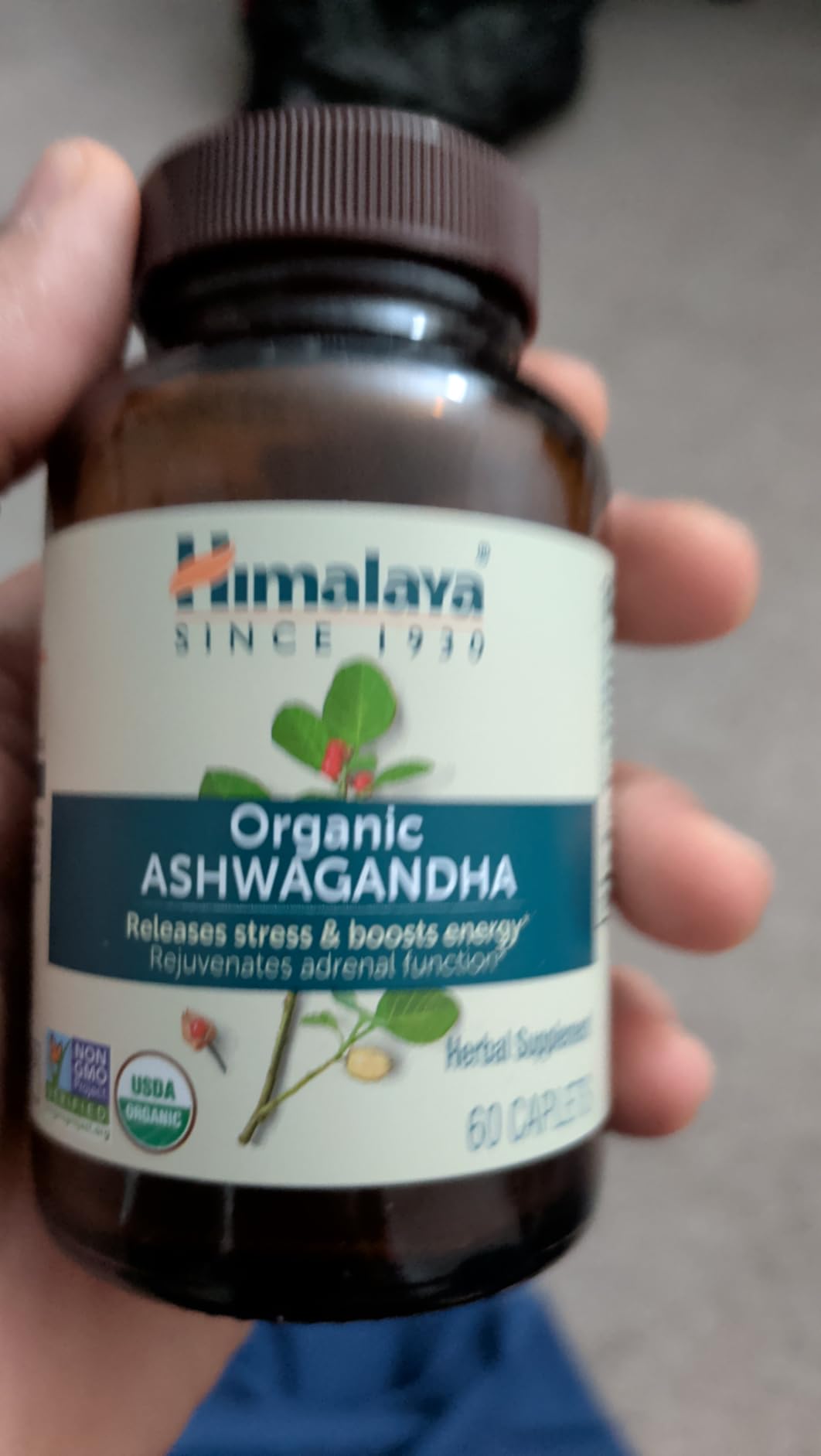 Himalaya Organic Ashwagandha Root, 60 Day Supply - Herbal Adrenal Support Supplements for Stress Relief and Energy Support - USDA Organic, Non-GMO, Vegan, Gluten Free, 670 mg, 60 Caplets customer photo 2