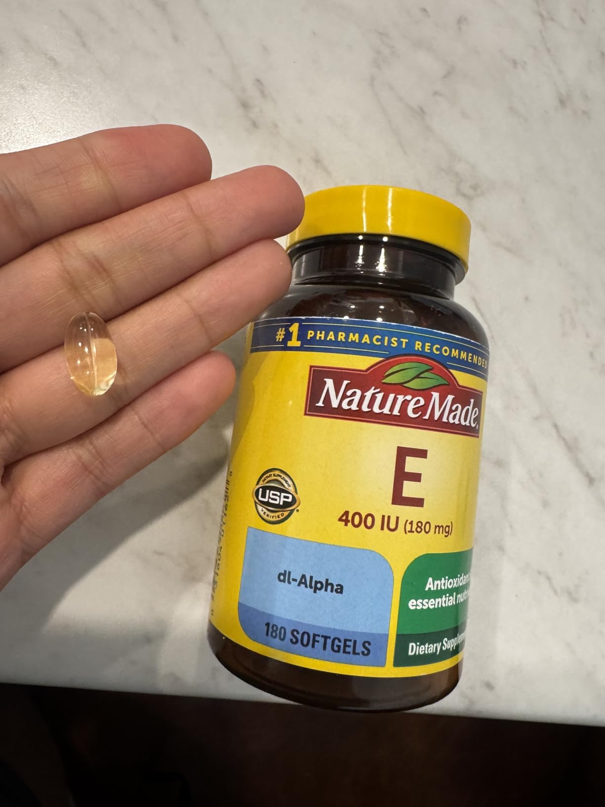 Nature Made Vitamin E 180 mg (400 IU) dl-Alpha, Dietary Supplement for Antioxidant and Skin Support, 180 Softgels customer photo 1