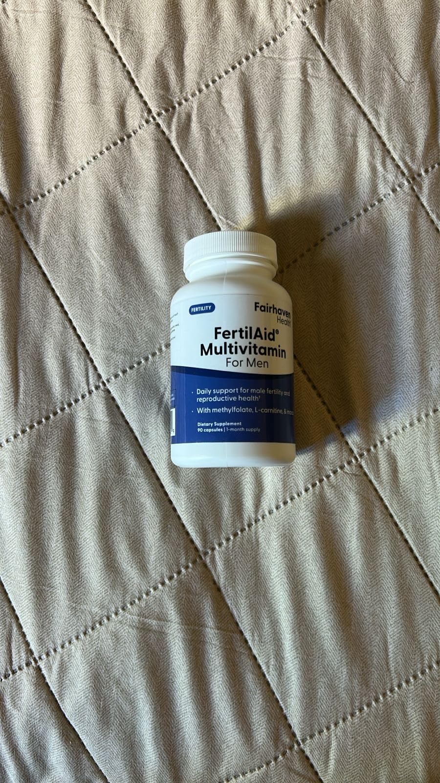 Fairhaven Health FertilAid for Men | Male Fertility Supplement for Count and Motility | Pre-Conception Support with L-Carnitine, CoQ10, Maca and Zinc | 90 Capsules | 1 Month Supply customer photo 1