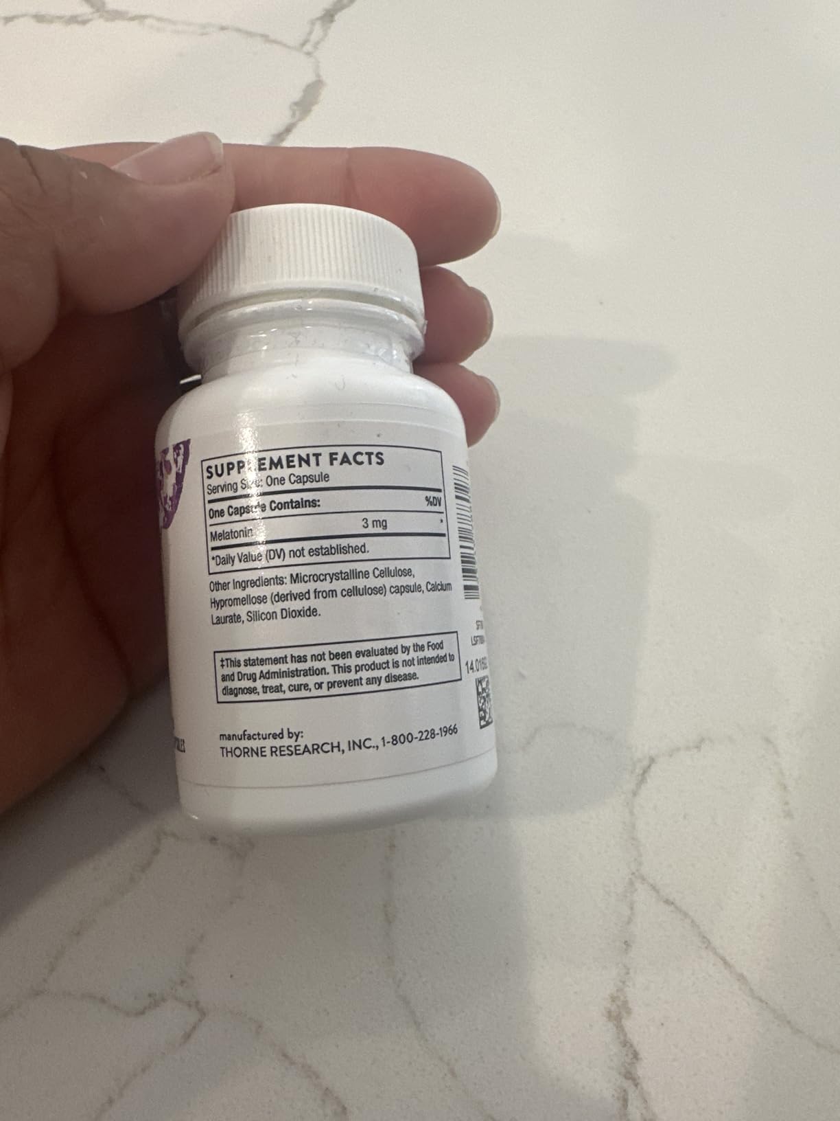 THORNE - Melaton-3-3 mg Melatonin Supplement - Supports Normal Circadian Rhythms, Restful Sleep & Relaxation* - NSF Certified for Sport - Gluten, Dairy & Soy-Free - 60 Capsules customer photo 1