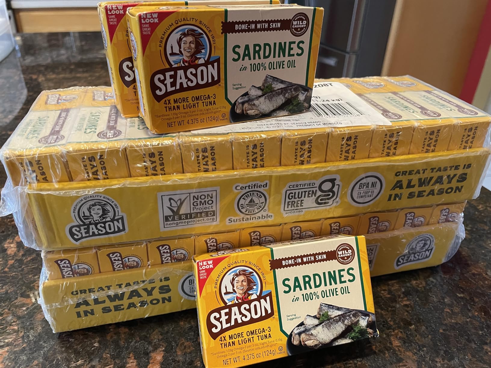 Season Sardines in Olive Oil - Wild Caught, 22g of Protein, Keto Snacks, More Omega 3's Than Tuna, Kosher, High in Calcium, Canned Sardines - 4.37 Oz Tins, 12-Pack customer photo 2