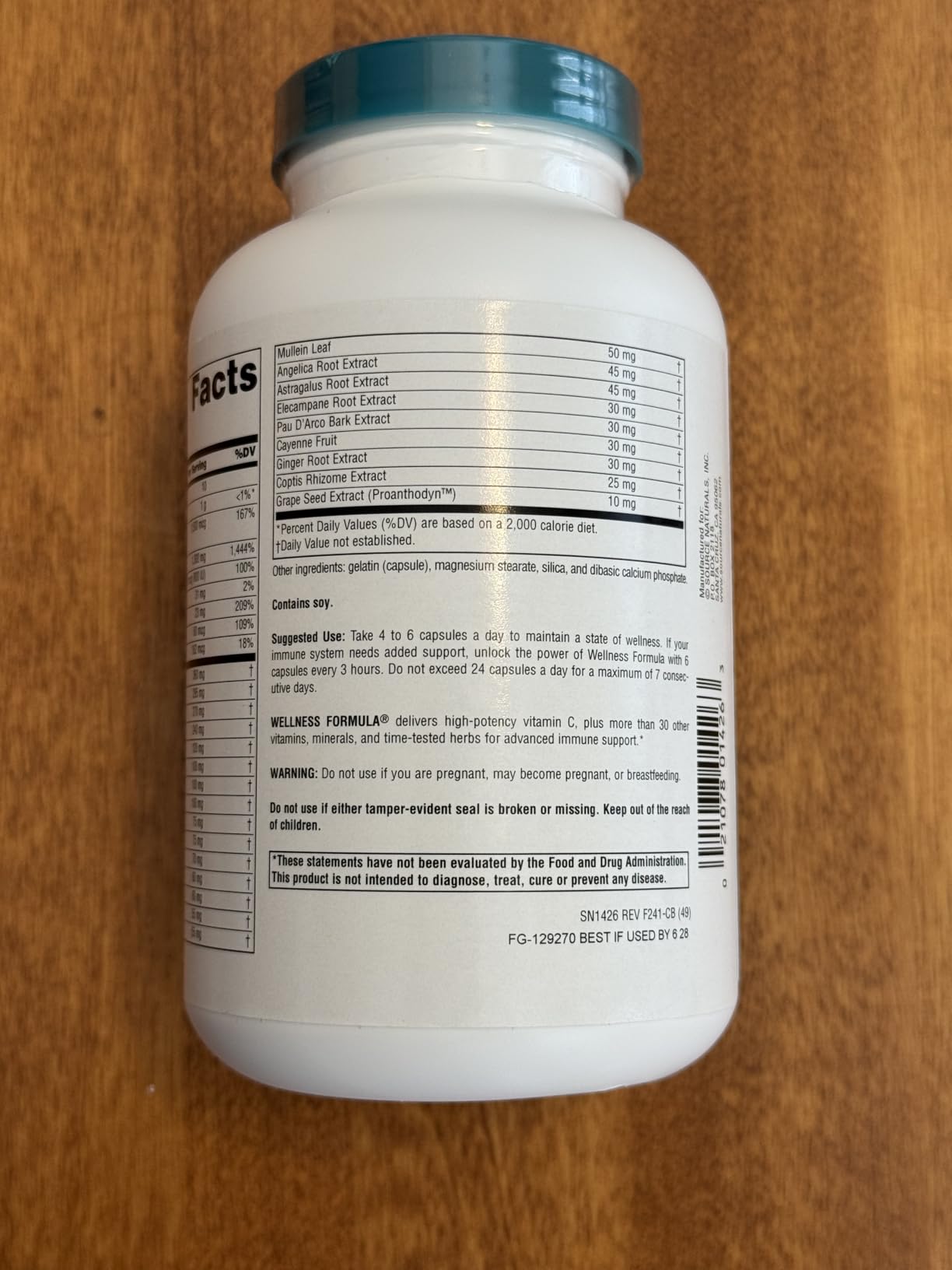 Source Naturals Wellness Formula Bio-Aligned Vitamins & Herbal Defense for Advanced Immune Support - Dietary Supplement & Immunity Booster - 120 Capsules customer photo 2