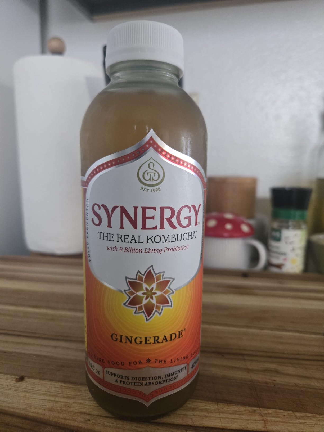SYNERGY The Real Kombucha - Gingerade - 16 fl oz Bottle - Raw Probiotic Drink for Gut Health and Immune Support customer photo 1