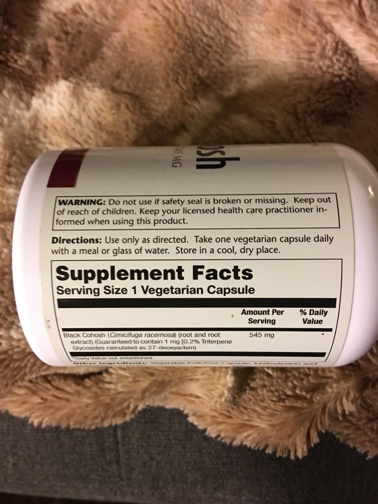 SOLARAY Black Cohosh Root Supplement for Women - Menopause Support, Vegan Capsules, Black Cohosh Herb, 545 mg per Serving, Phytoestrogen Properties, 0.2% Triterpene Glycosides - 120 Veg Cap Count customer photo 2