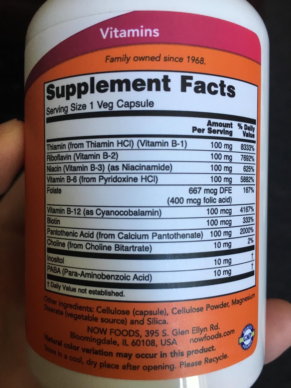 NOW Foods Supplements, Vitamin B-100, Energy Production, Nervous System Health, 100 Veg Capsules customer photo 2