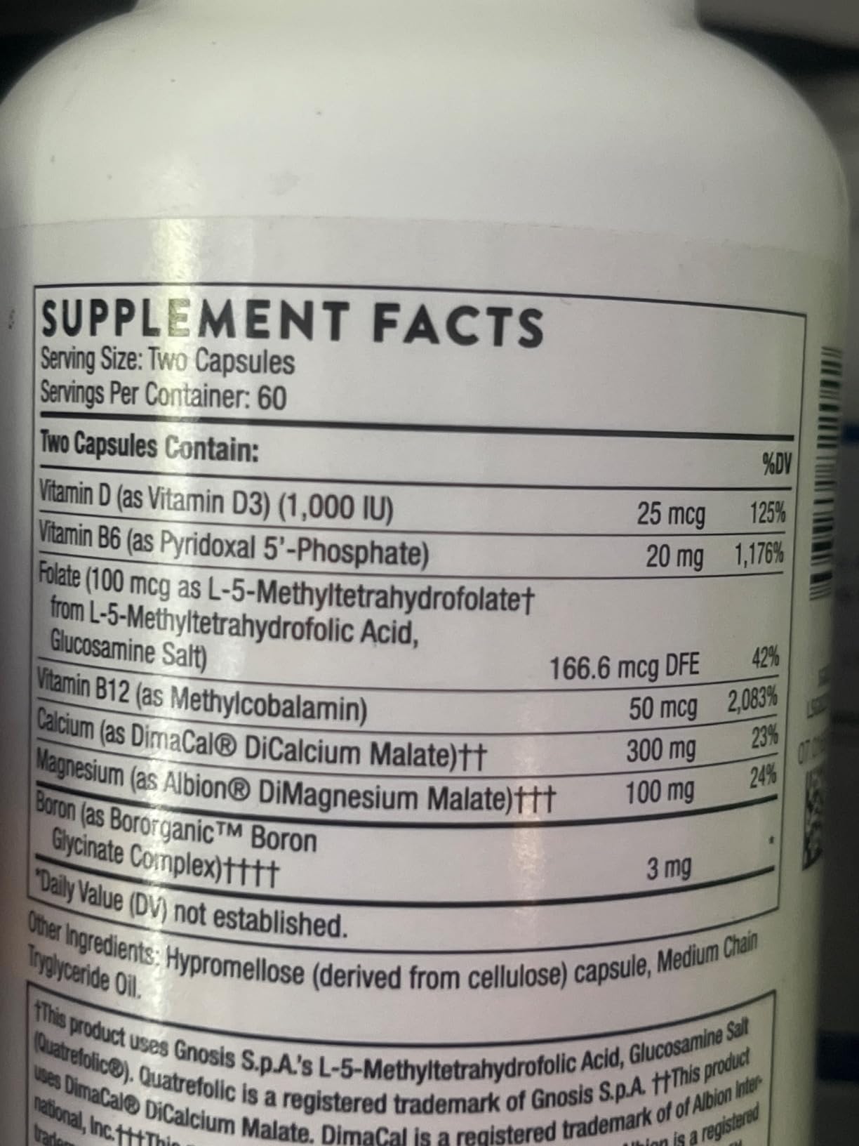 THORNE - Advanced Bone Support - Bone Health Supplement for Women & Men with Calcium, Magnesium, Vitamin D, B Vitamins, Folate & Boron - Gluten, Dairy & Soy-Free - 120 Capsules customer photo 2