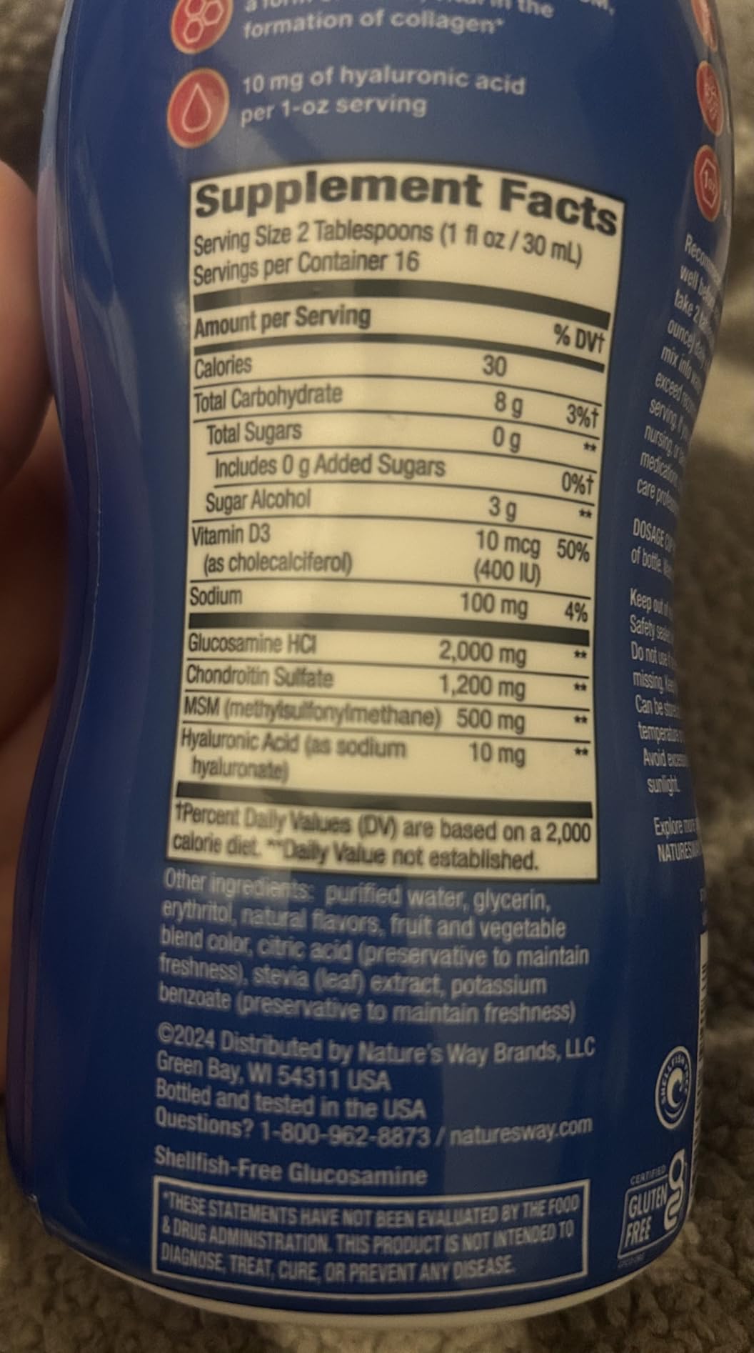 Nature's Way Ultra-Strength Joint Movement Glucosamine Liquid, Glucosamine, Chondroitin, MSM with Vitamin D3 & Hyaluronic Acid, Fast-Absorbing Liquid, Joint Support Supplement*, Berry Flavored, 16 Oz customer photo 2