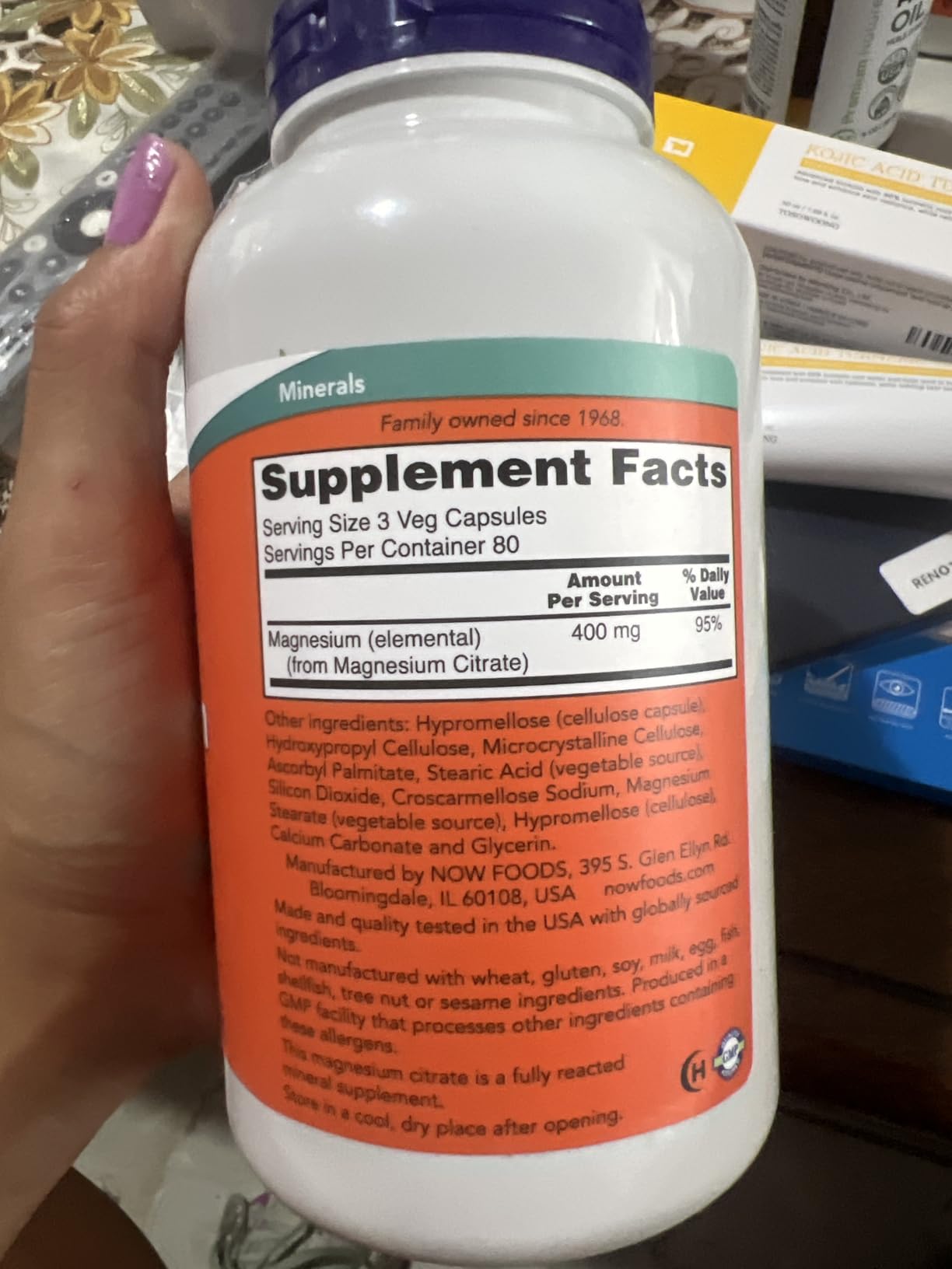 NOW Supplements, Magnesium Citrate, Enzyme Function*, Nervous System Support*, 120 Veg Capsules customer photo 1
