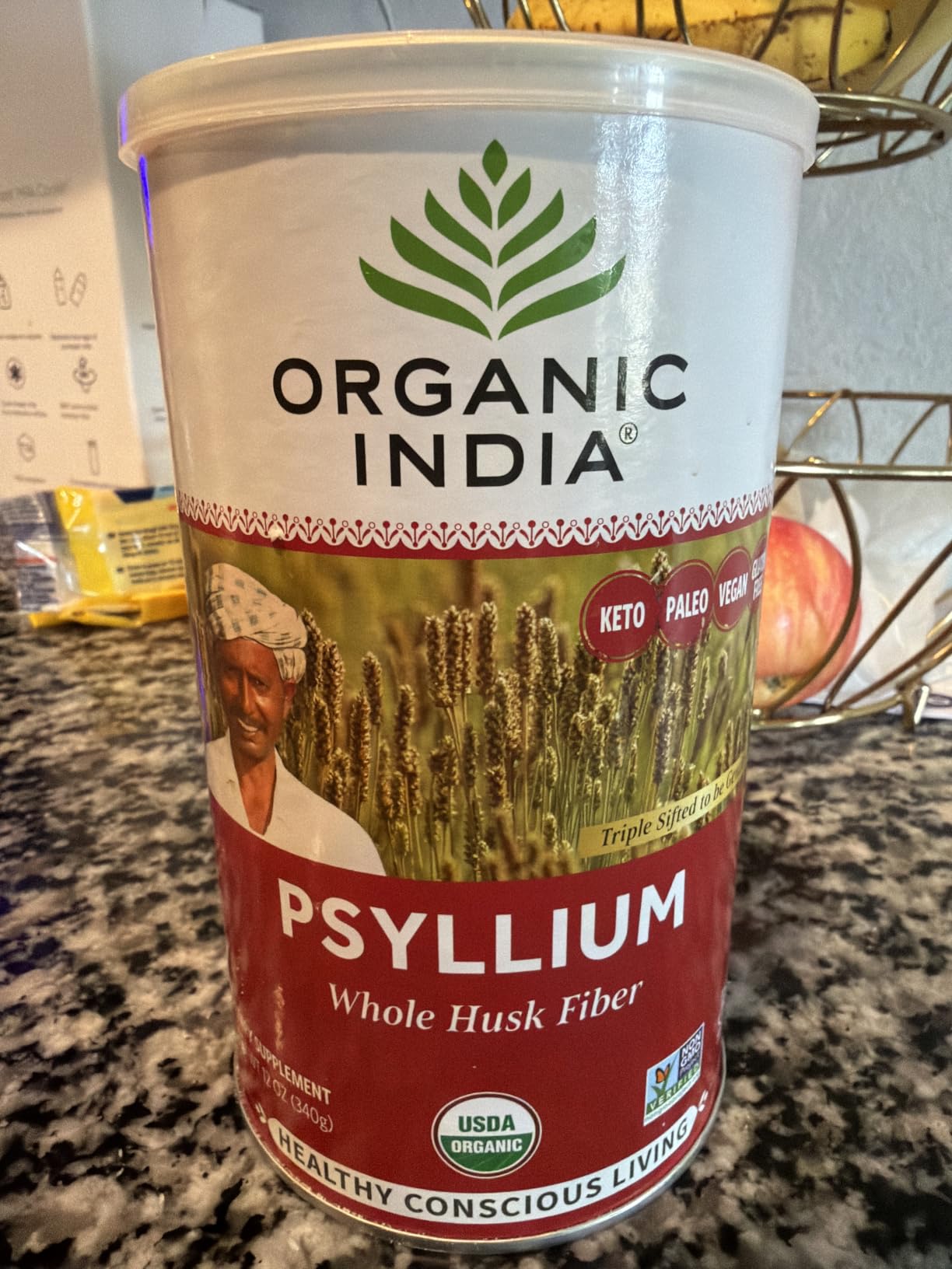 ORGANIC INDIA Whole Psyllium Husk Powder Organic - Psyllium Husk Fiber Supplement, Digestion Support, Vegan, Gluten-Free, Non-GMO, Soluble & Insoluble Fiber Source - 12 oz (Pack of 1) customer photo 1