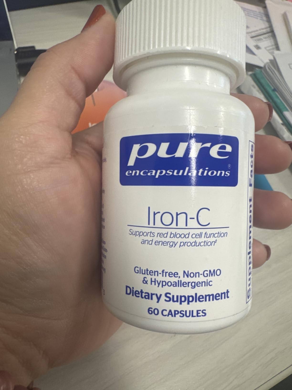 Pure Encapsulations Iron-C - 15 mg - 175 mg Vitamin C - Red Blood Cell Support - Energy Production - Highly Bioavailable Iron Pill - for Women & Men - Gluten Free & Vegan - 60 Capsules customer photo 1
