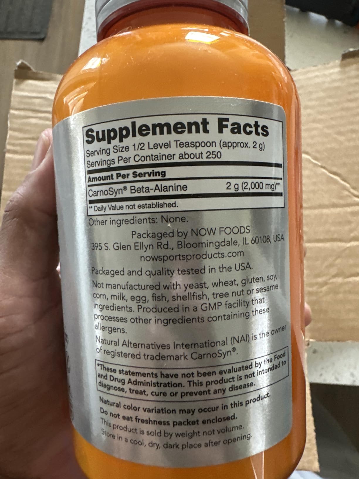 NOW Foods Sports Nutrition, Beta-Alanine Pure Powder 2,000 mg, Muscular Endurance*, 500 Grams customer photo 2