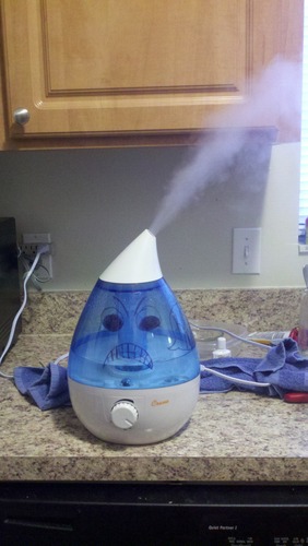 Crane Ultrasonic Cool Mist Humidifier for Bedroom, Baby Nursery, Kids Room, Plants, or Office, Large 1 Gallon Tank, Filter Optional, Blue and White customer photo 1