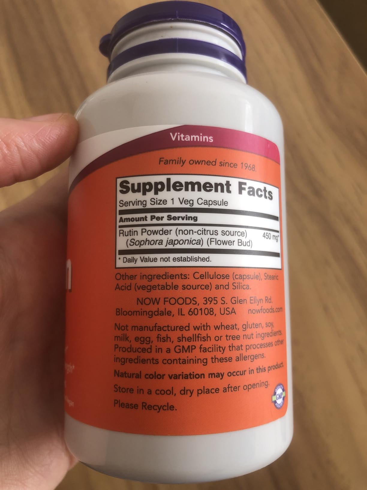 NOW Foods Supplements, Rutin (Sophora japonica) 450 mg, Free Radical Scavenger, Cell Defense, 100 Veg Capsules customer photo 2