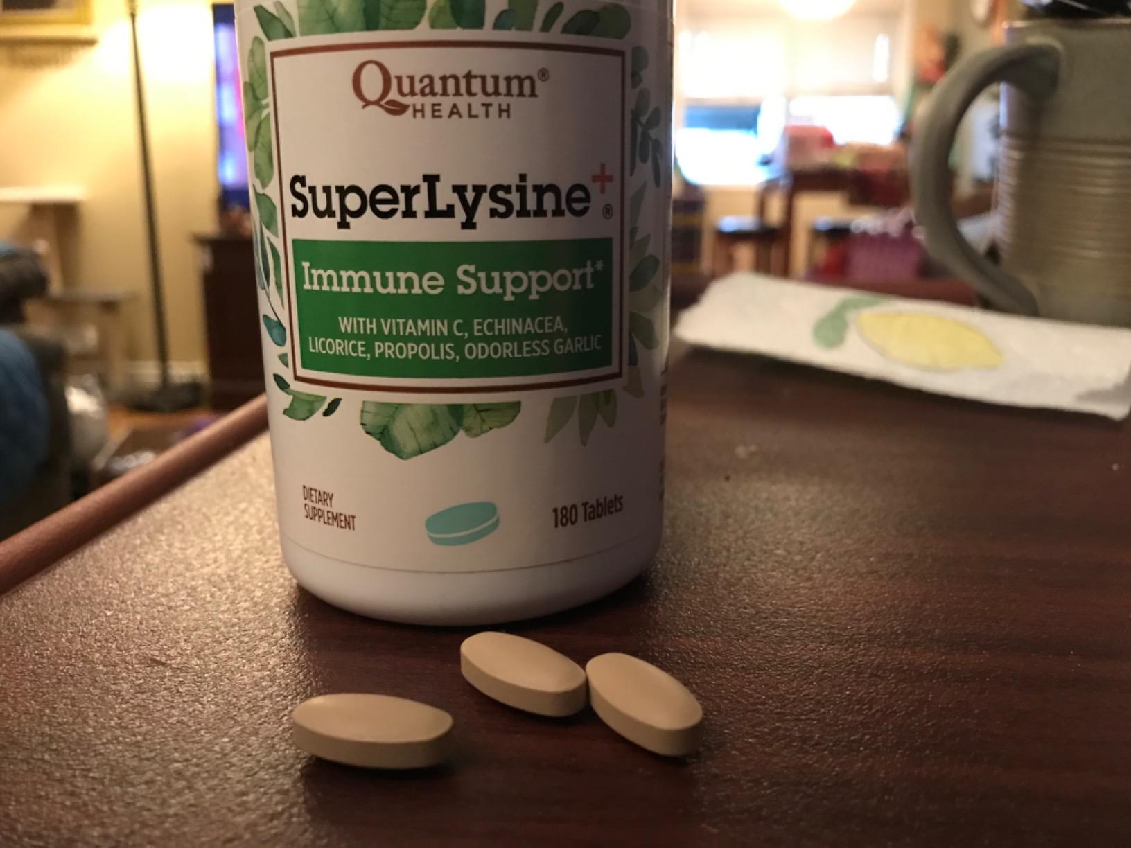 Quantum Health Super Lysine+ / Advanced Formula Lysine+ Immune Support with Vitamin C, Echinacea, Licorice, Propolis, Odorless Garlic (180 Tablets), Packaging may vary customer photo 1