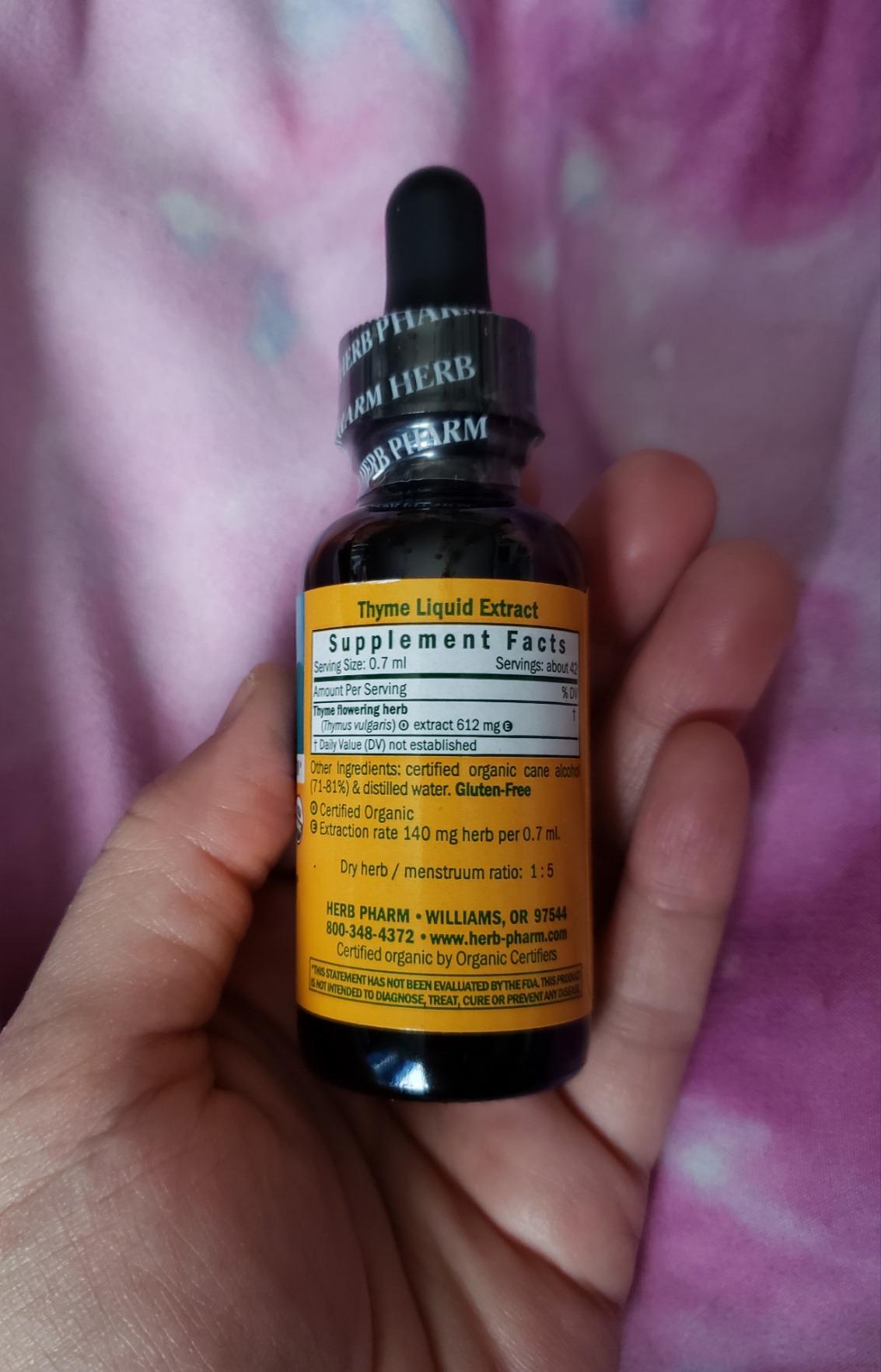 Herb Pharm Certified Organic Thyme Liquid Extract Drops for Respiratory System Support, 1 Oz customer photo 2