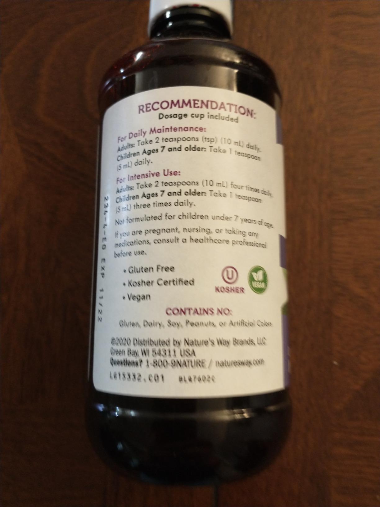Nature's Way Sambucus Elderberry Traditional Immune Syrup, Highly Concentrated Black Elderberry Extract, Traditional Immune Support, Delicious Berry Flavored, 8 Fl Oz customer photo 1