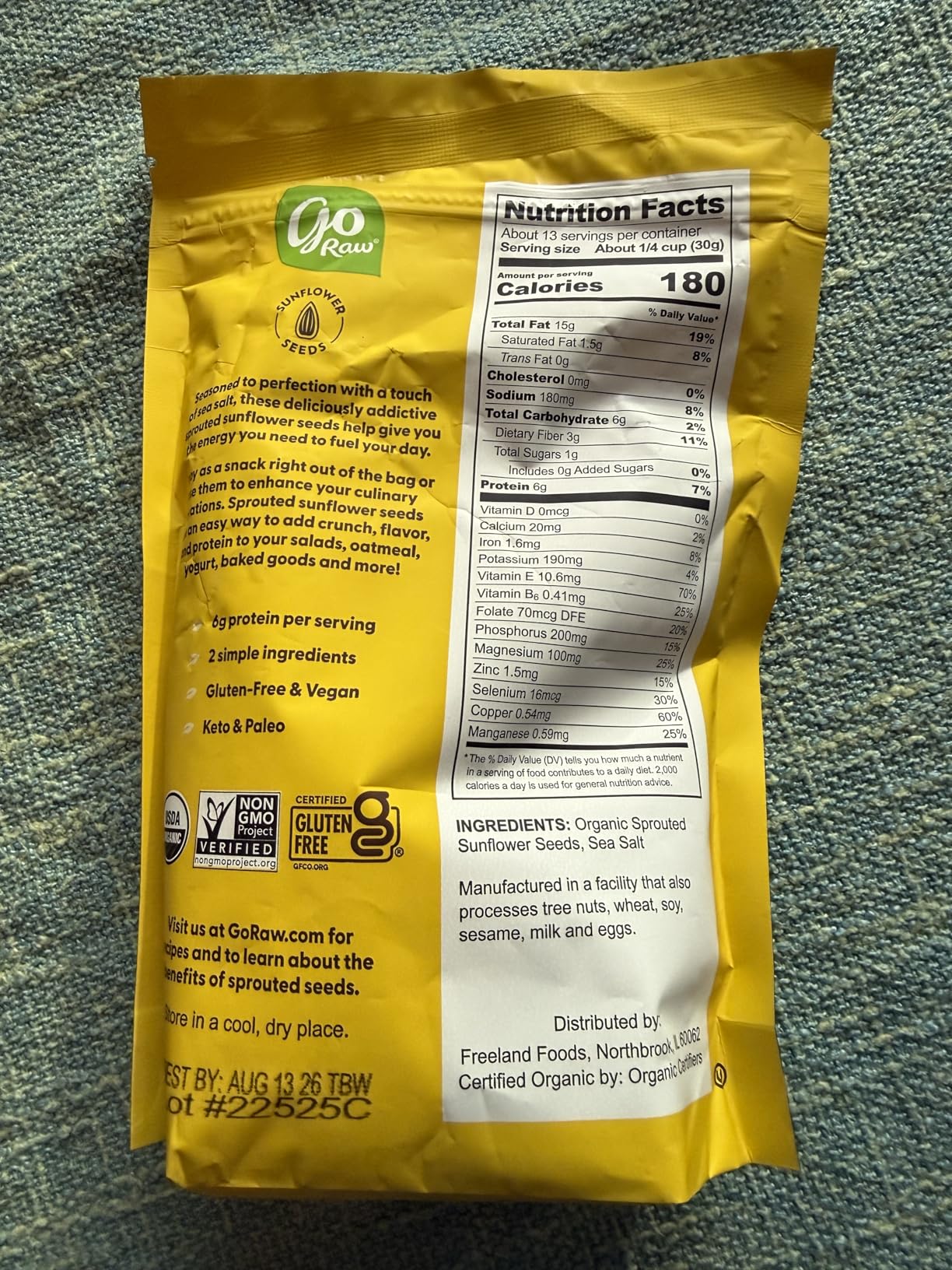 Go Raw Organic Sprouted Sunflower Seeds, 14 oz, Sea Salted, Keto, Kosher, Superfood customer photo 2