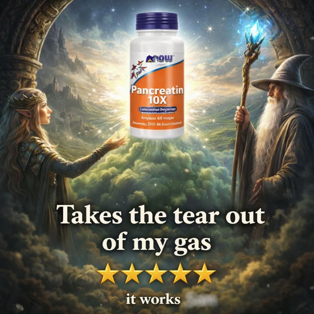 NOW Supplements, Pancreatin 10X 200 mg with naturally occurring Protease (Protein Digesting), Amylase (Carbohydrate Digesting), and Lipase (Fat Digesting) Enzymes, 100 Capsules customer photo 1