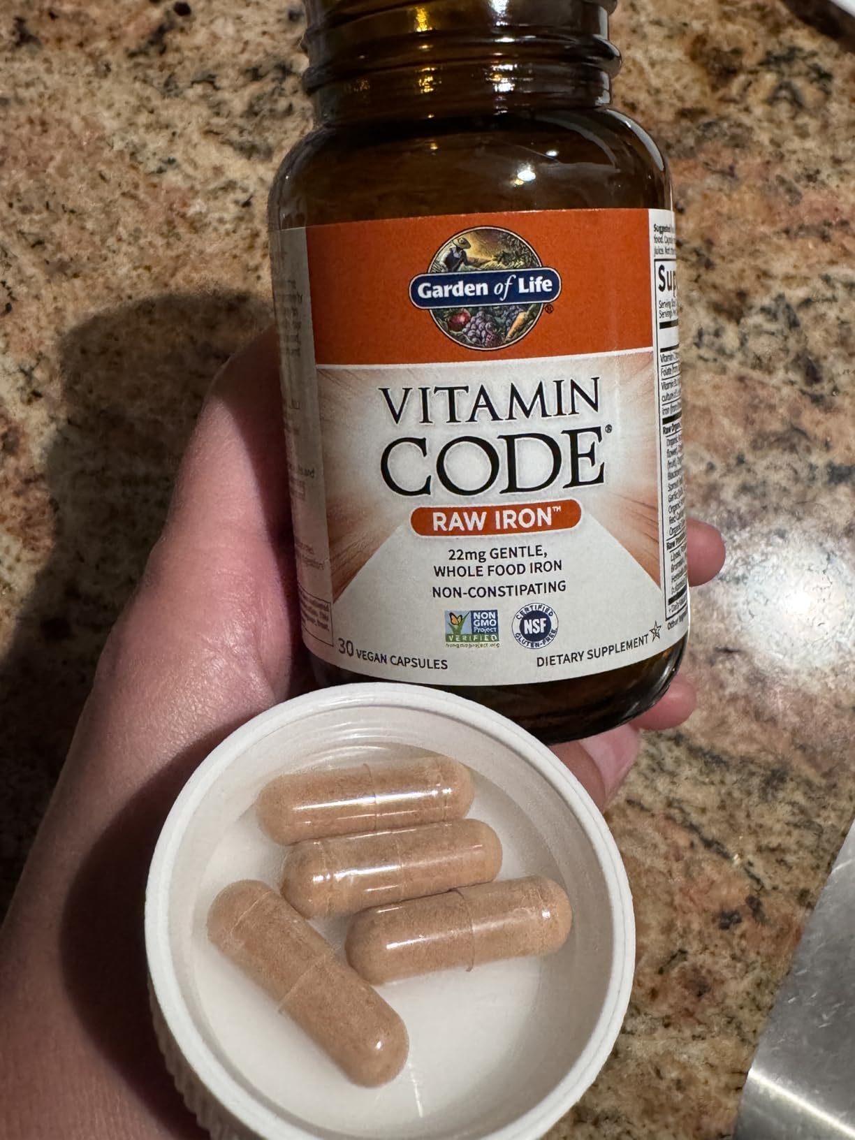 Garden of Life Vitamin Code Raw Iron Supplement - 30 Vegan Capsules, 22mg Once Daily Iron, Vitamins C, B12, Folate, Fruit, Veggies & Probiotics, Iron Supplements for Women, Energy & Anemia Support customer photo 2