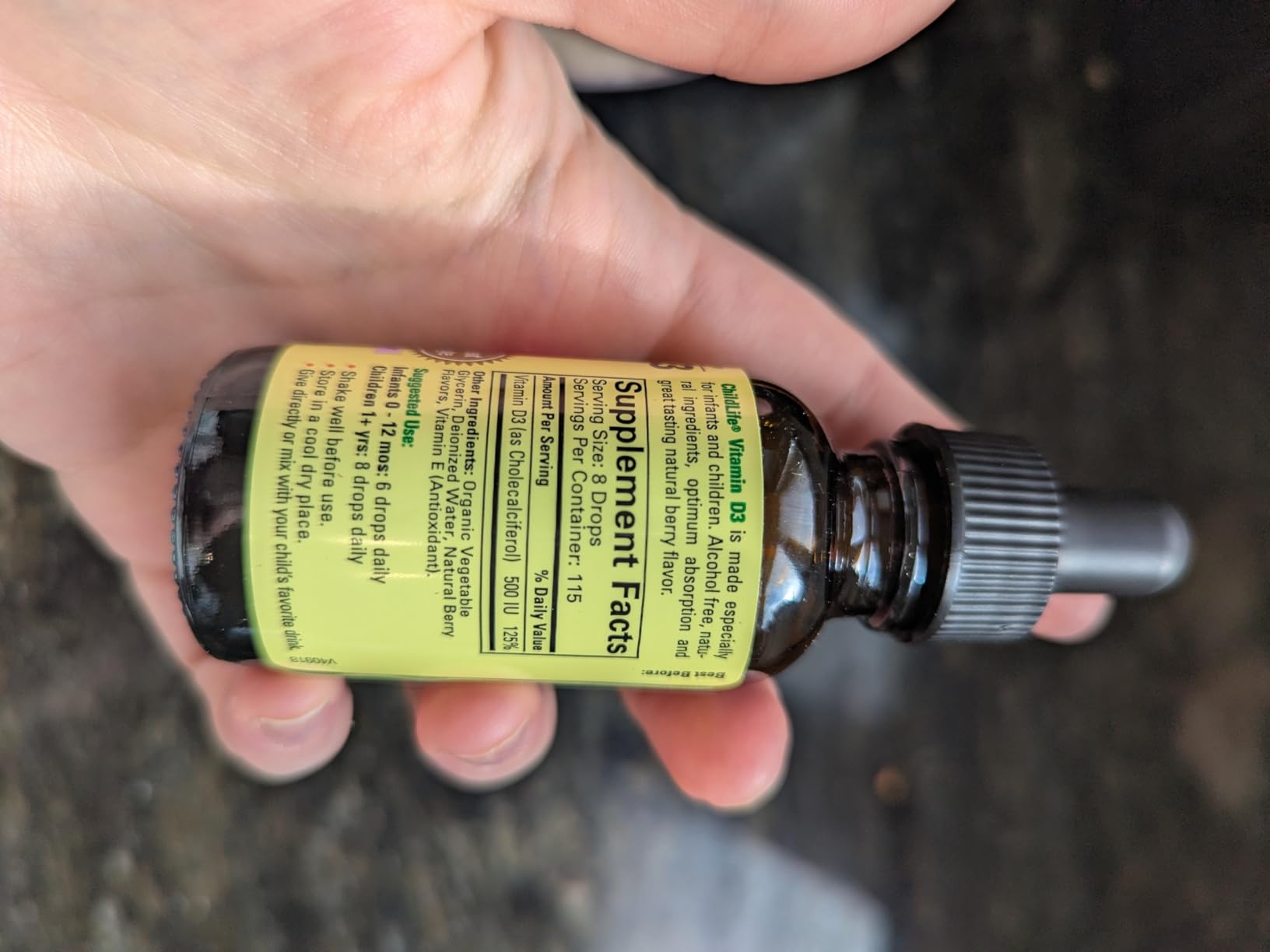 CHILDLIFE ESSENTIALS Baby Vitamin D3 Drops - for Infants, Children, & Toddlers, Liquid Vitamin D Drops, 500 IU per Serving, Immune & Bone Health Support, Natural Berry Flavor - 1 Fl Oz (Pack of 1) customer photo 1