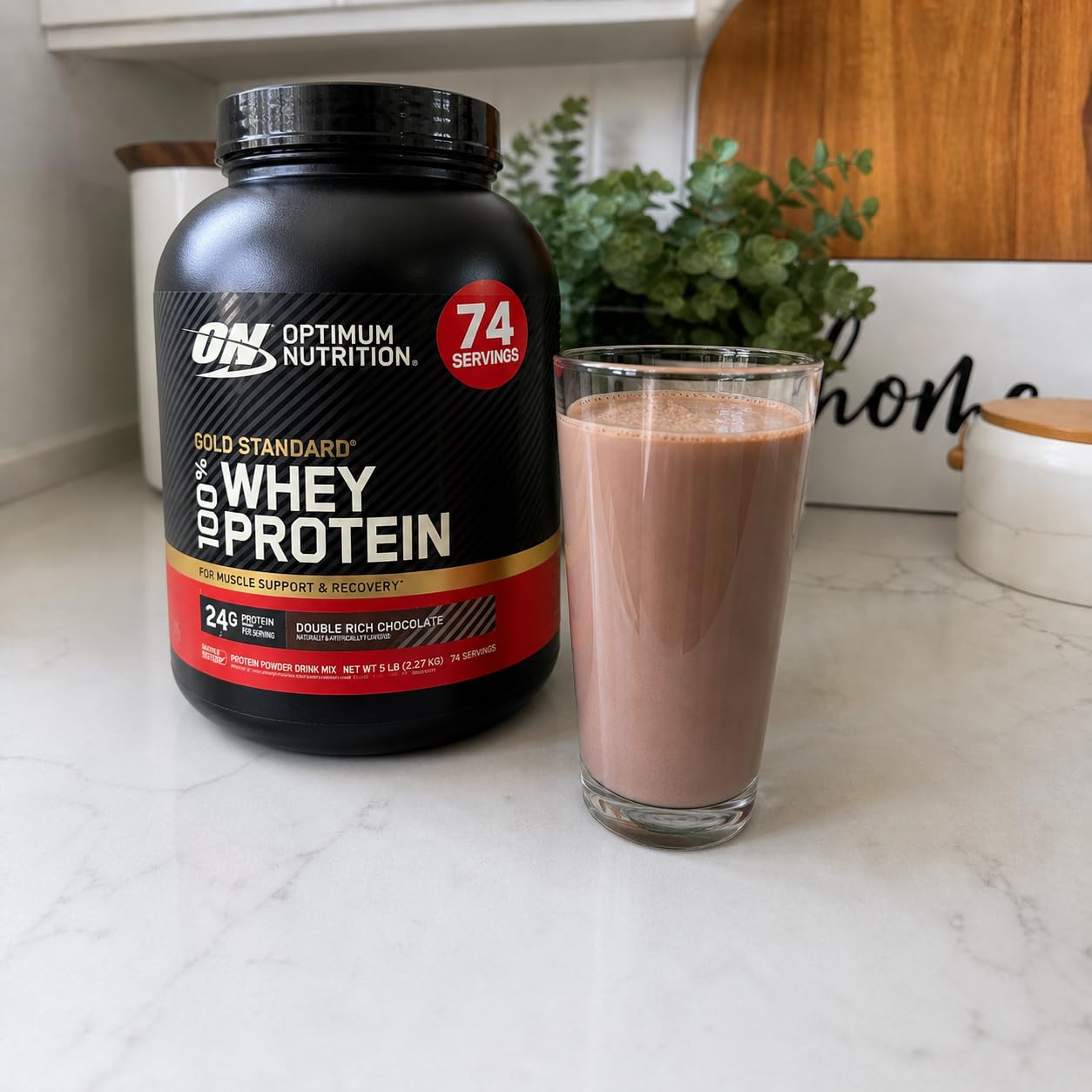 Optimum Nutrition Gold Standard Whey Protein, Double Rich Chocolate, 2 LB customer photo 1