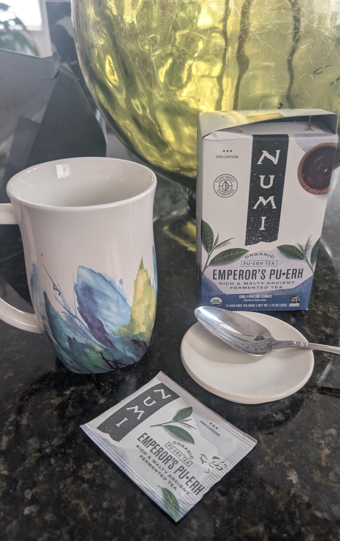 Numi Organic Emperor's Pu-erh Tea, 16 Dark Tea Bags, Aged Fermented Yunnan Black Tea, Caffeinated customer photo 1