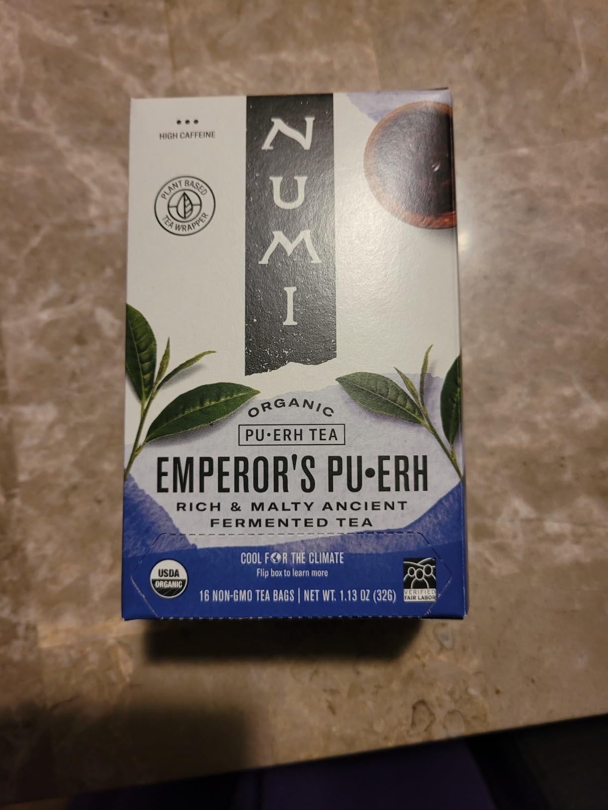 Numi Organic Emperor's Pu-erh Tea, 16 Dark Tea Bags, Aged Fermented Yunnan Black Tea, Caffeinated customer photo 2