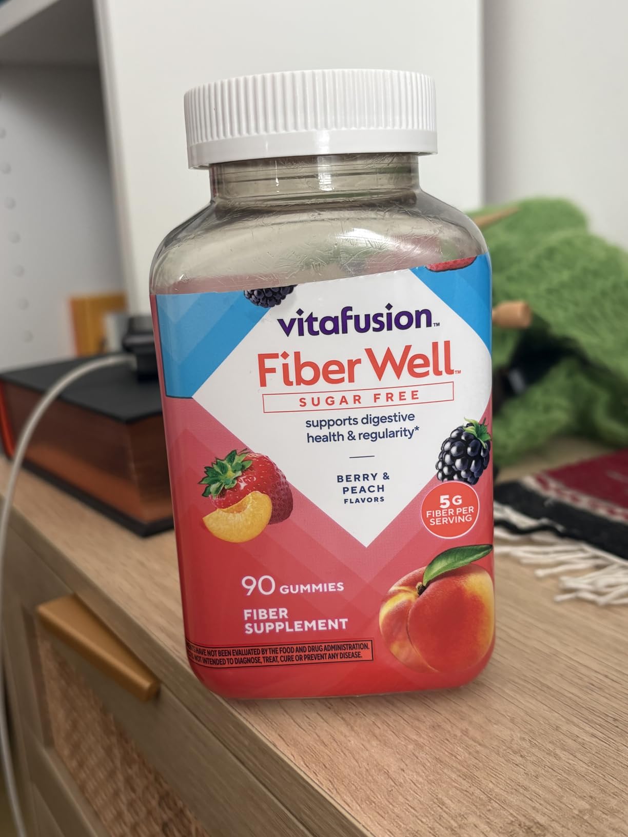 Vitafusion Fiber Well Gummies, 5mg, 90 Count, Sugar Free Adult Gummy, Berry & Peach Flavors, Gluten Free Formula customer photo 2