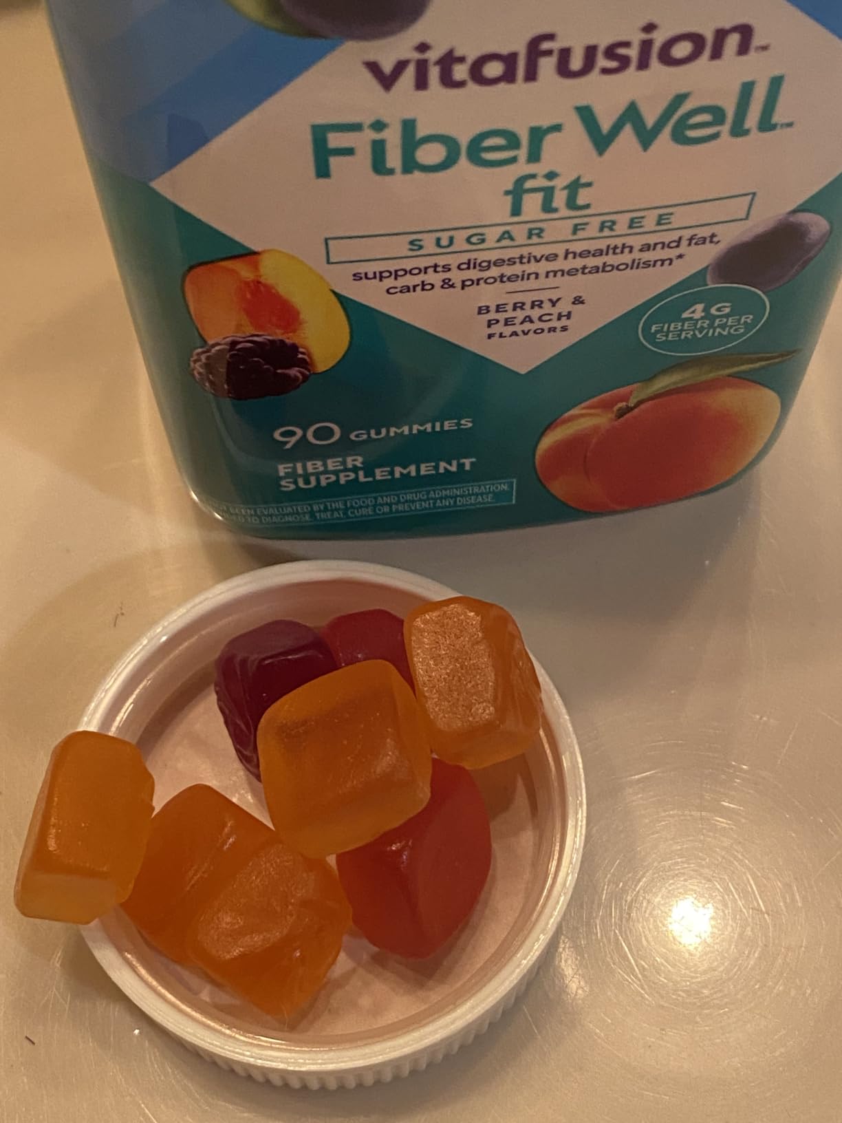 Vitafusion Fiber Well Fit Gummies | 4g | 90 Count | Sugar Free Adult Gummy | Berry & Peach Flavors | Gluten Free Supplement customer photo 2