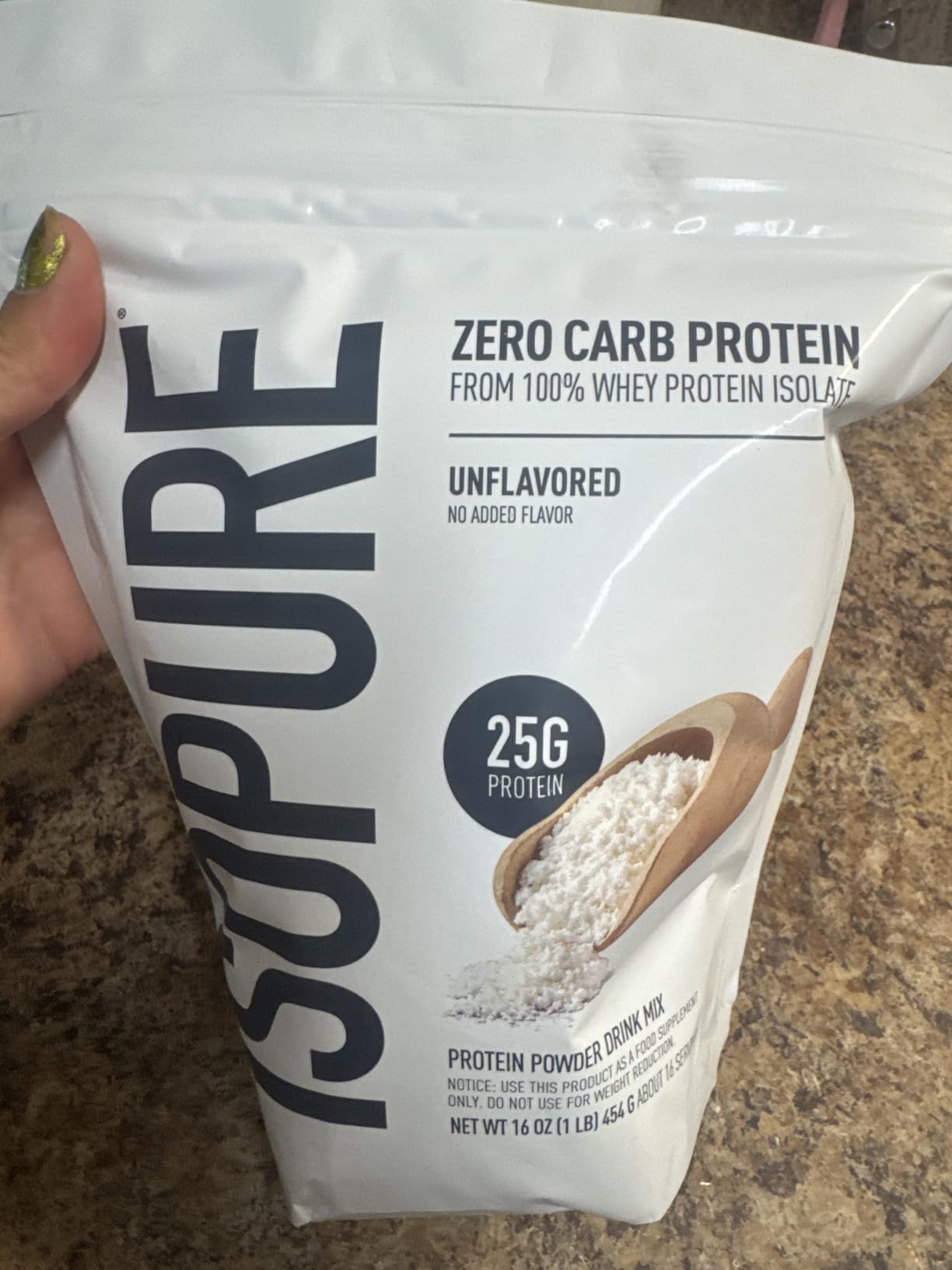 Isopure Zero Carb 100% Pure Whey Isolate Protein Powder, Gluten Free, with Vitamins, Unflavored, 25g Protein Per Serving, 3 Lbs, 47 Servings (Packaging May Vary) customer photo 1