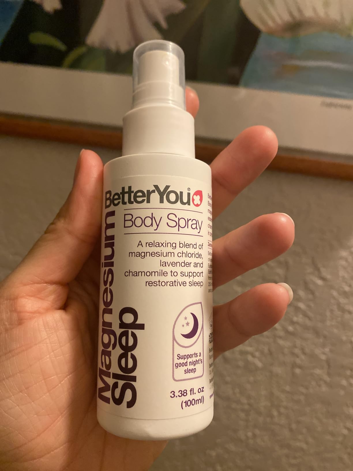 BetterYou Magnesium Muscle Body Spray - Relaxing Topical Magnesium and Essential Oil Spray - Lavender and Chamomile - Promotes Better Sleep - 3.38 oz customer photo 1