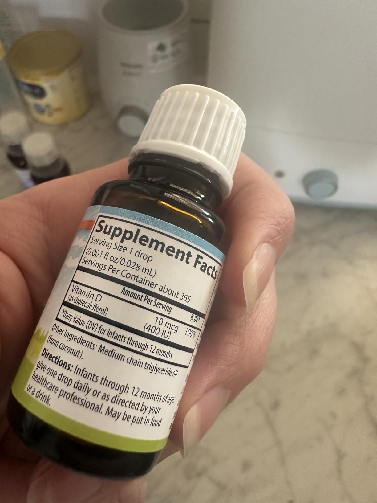 Carlson - Baby's Super Daily D3, Baby Vitamin D Drops, 400 IU (10 mcg) per Drop, 1-Year Supply, Vegetarian, Liquid Vitamin D Drops for Infants and Toddlers, Unflavored, 365 Drops customer photo 1
