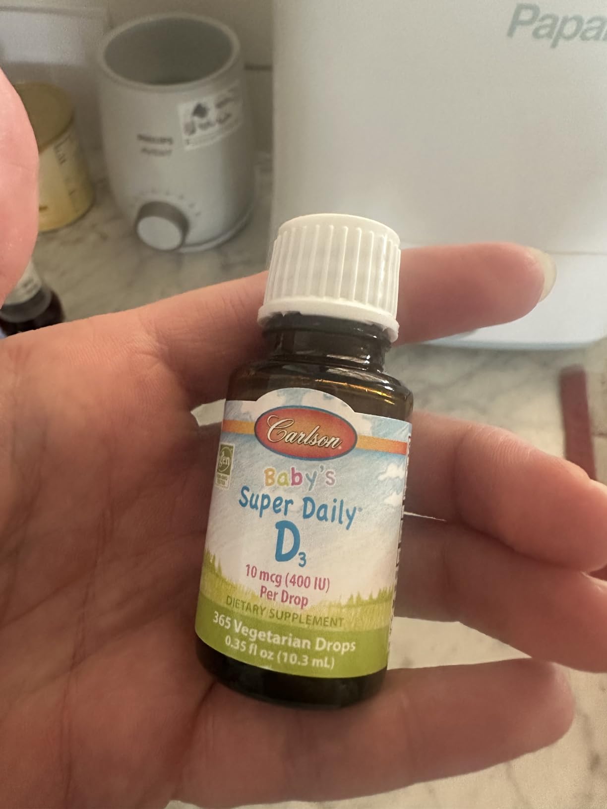 Carlson - Baby's Super Daily D3, Baby Vitamin D Drops, 400 IU (10 mcg) per Drop, 1-Year Supply, Vegetarian, Liquid Vitamin D Drops for Infants and Toddlers, Unflavored, 365 Drops customer photo 2