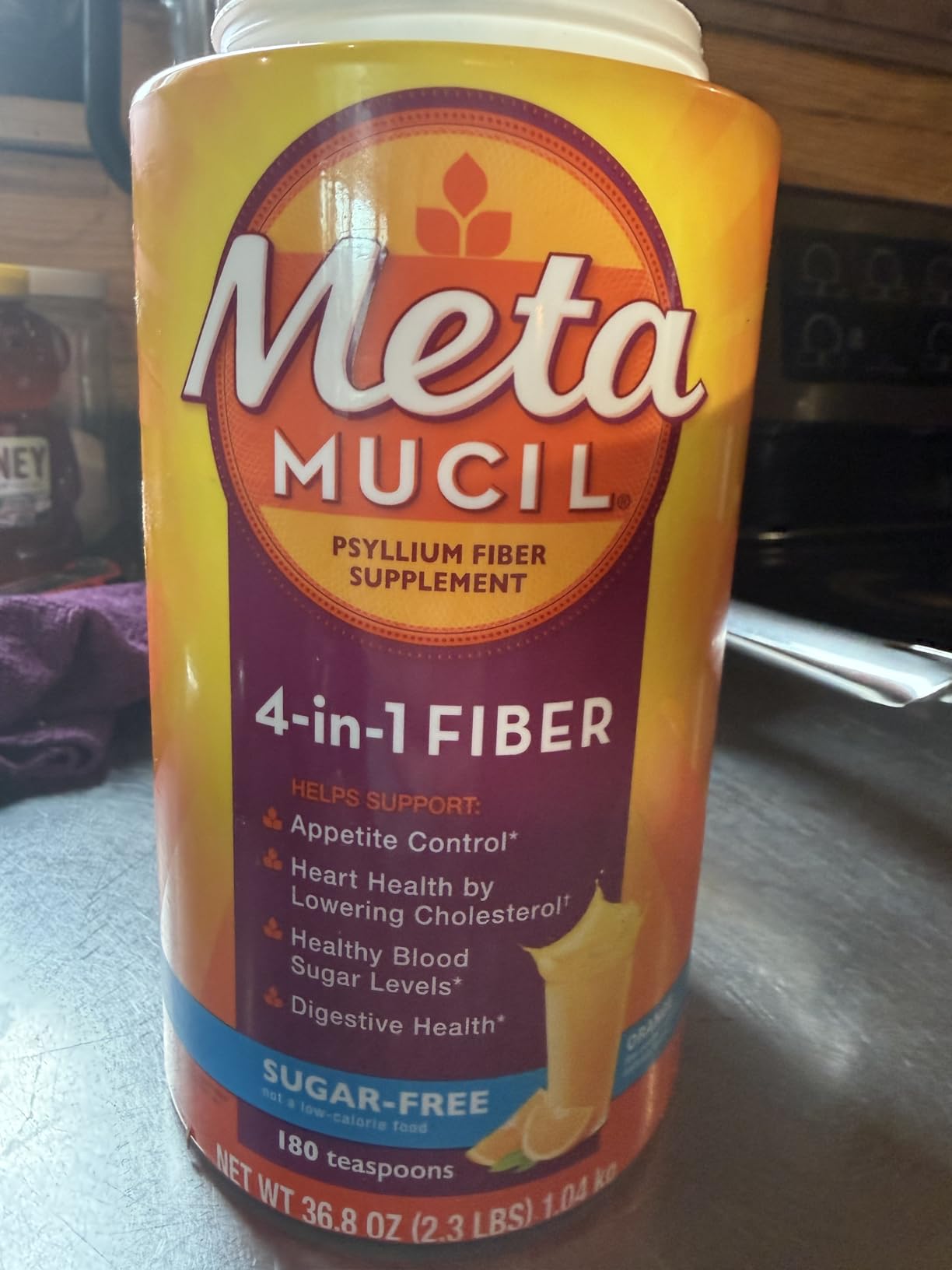 Metamucil 4-in-1 Psyllium Husk GLP-1 Friendly Fiber Supplement, Sugar-Free, 180 teaspoons, Orange Flavored, Daily Fiber Powder for Digestive Health customer photo 2