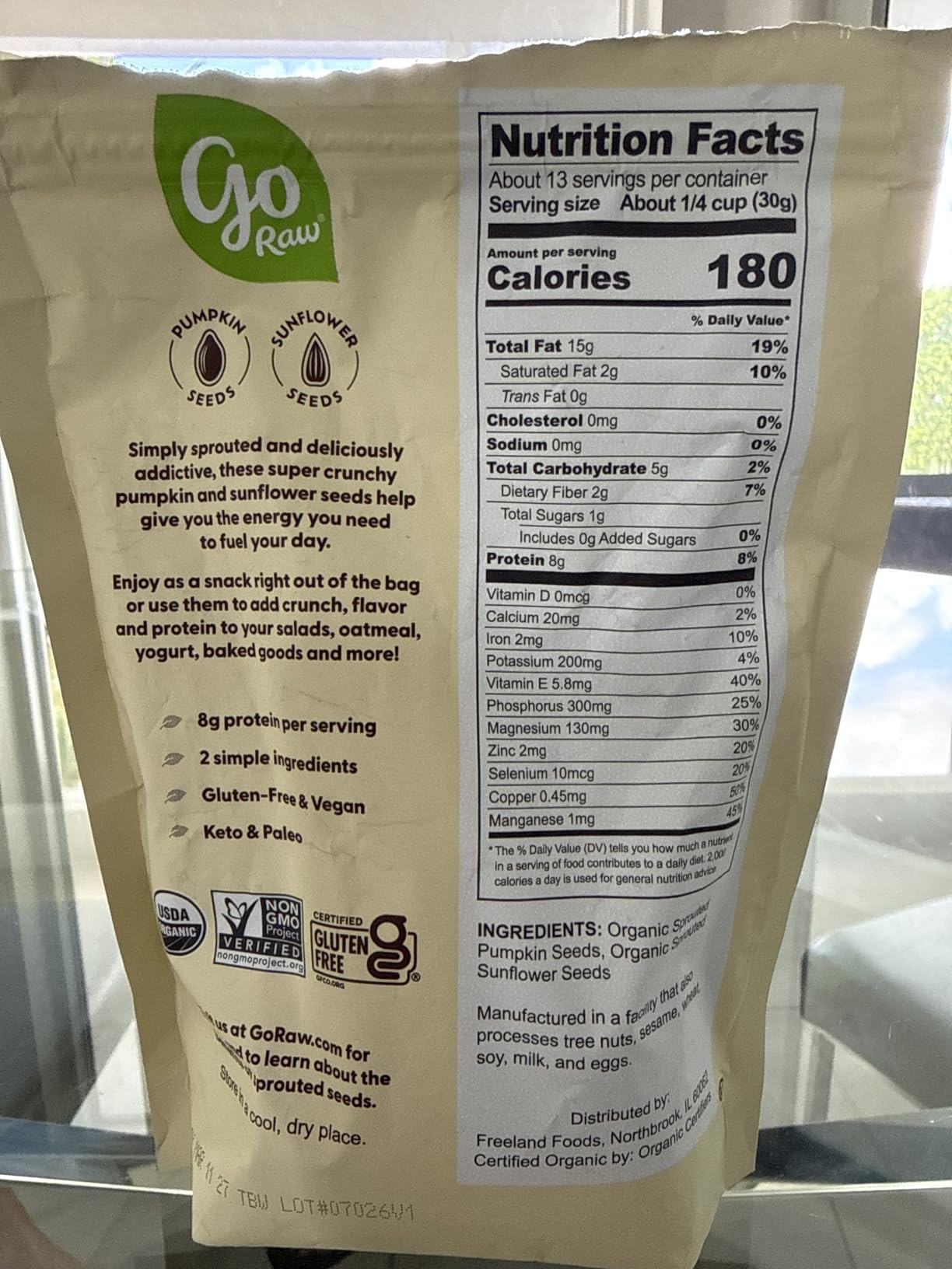 Go Raw, Sprouted Pumpkin and Sunflower Seed Mix, Keto, Vegan, Gluten Free Snacks, Organic, Superfood, 14 oz, Unsalted Mix customer photo 2