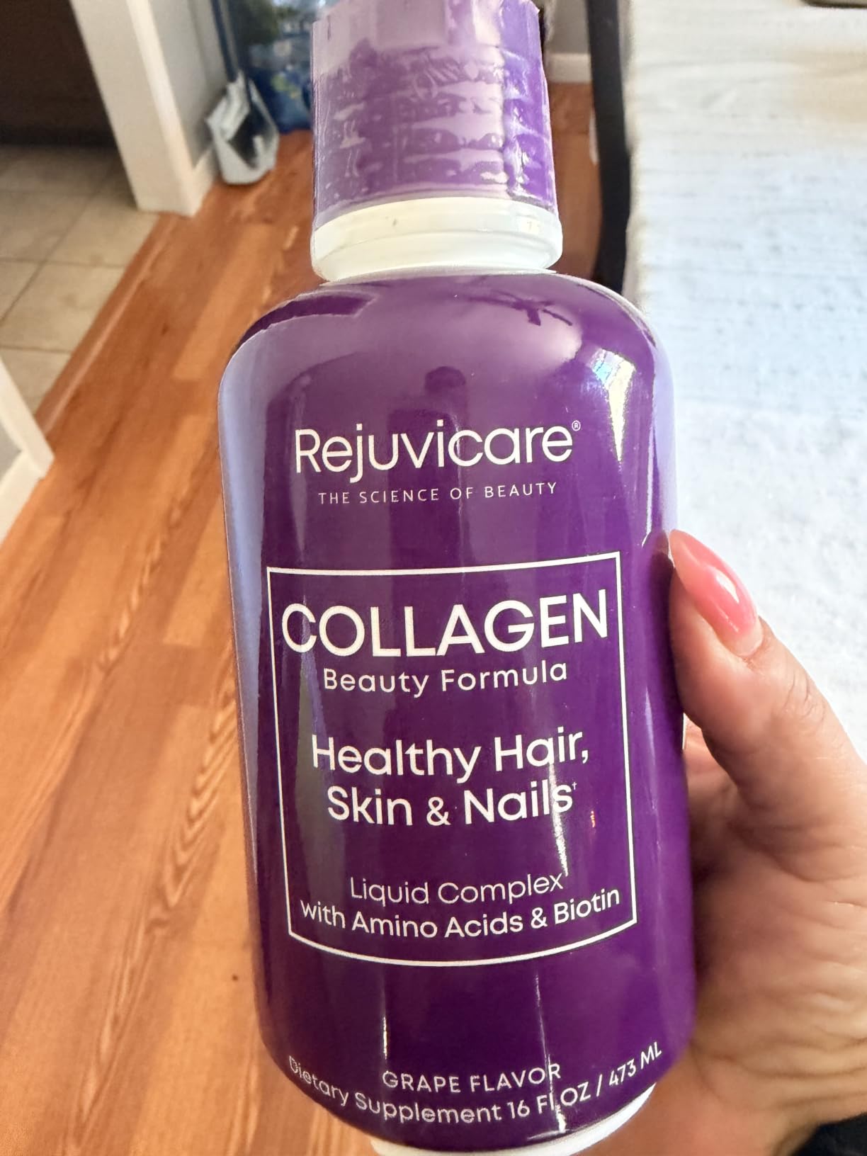 Rejuvicare Liquid Collagen Beauty Formula with Amino Acids, Protein and Biotin, Delicious Grape Flavor, Purple 16 oz, 32 servings customer photo 1