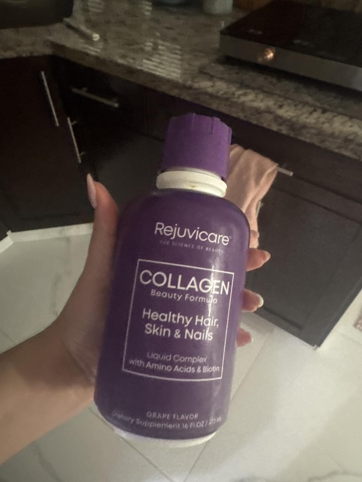 Rejuvicare Liquid Collagen Beauty Formula with Amino Acids, Protein and Biotin, Delicious Grape Flavor, Purple 16 oz, 32 servings customer photo 2