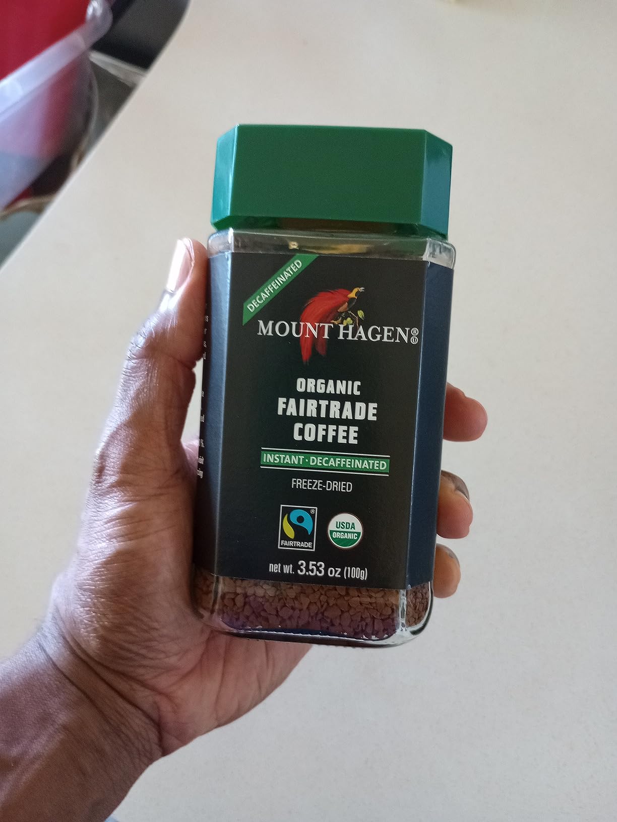 Mount Hagen 3.53oz Organic Freeze Dried Instant Decaf Coffee | Eco-friendly, Fair-Trade Decaffeinated Coffee, Made From Organic Medium Roast Arabica Beans [3.53oz Jar] customer photo 1